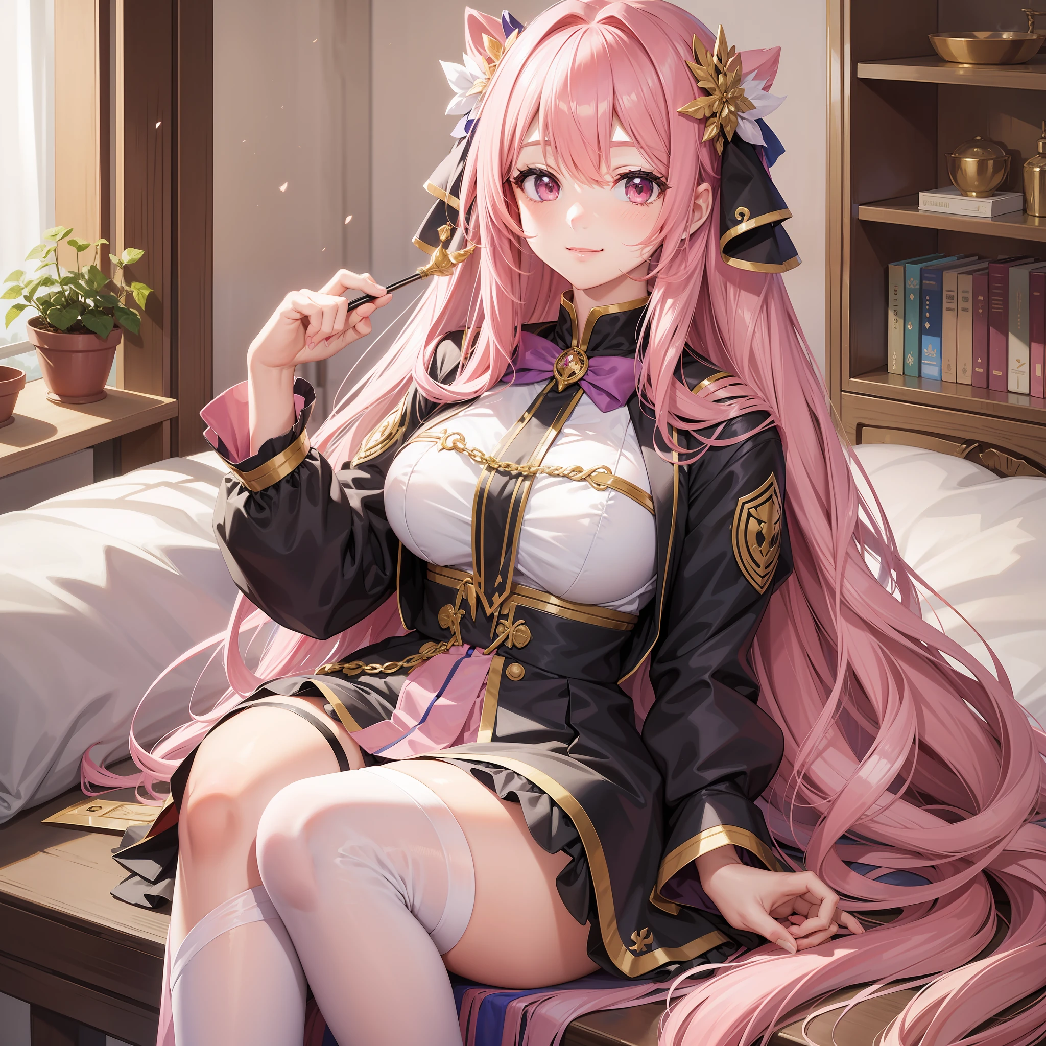 Harem Girl Girl Uniform Smile Best Quality School Masterpiece Long Hair Pink Hair