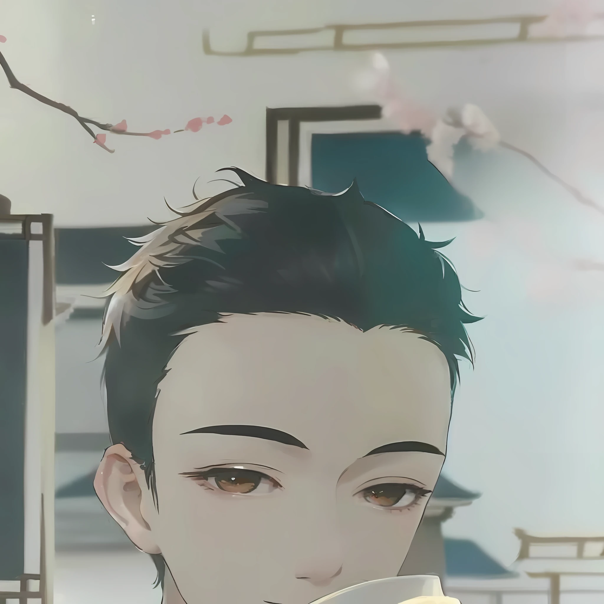 anime boy with a cup of coffee in his hand, artwork in the style of guweiz, inspired by Bian Shoumin, inspired by Chen Daofu, guweiz, inspired by Xiao Yuncong, shuushuu anime image, guweiz masterpiece, inspired by Guan Daosheng, inspired by Zhao Yuan, handsome guy in demon slayer art