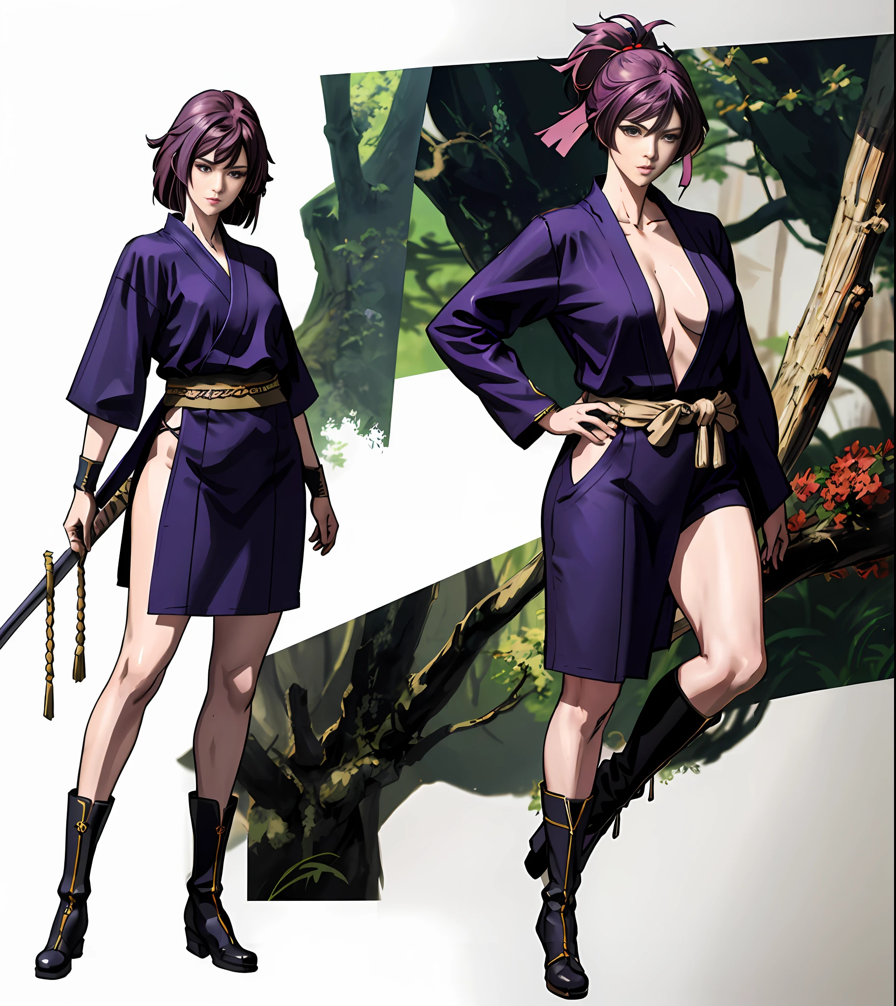 Masterpiece, 4k anime, anime painting of a female warrior in hanfu and robes, plump, slender and well-proportioned perfect body, realistic hanfu, wearing boots, combat posture study, full body, dress: bikini and hanfu, female image, martial arts anime style, color sketch, sketch art style, anime art, digital anime, super high resolution, realistic proportions SFW, hands on her body pose! , full body combat pose, gesture drawing, fine sketching, full body portrait, anime painting