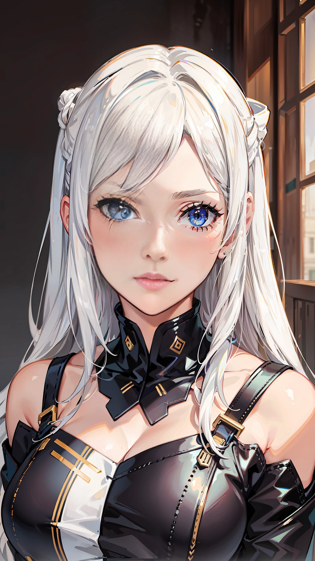 best quality,High quality texture, a realistic representation of the face, emi-realistic,white hair