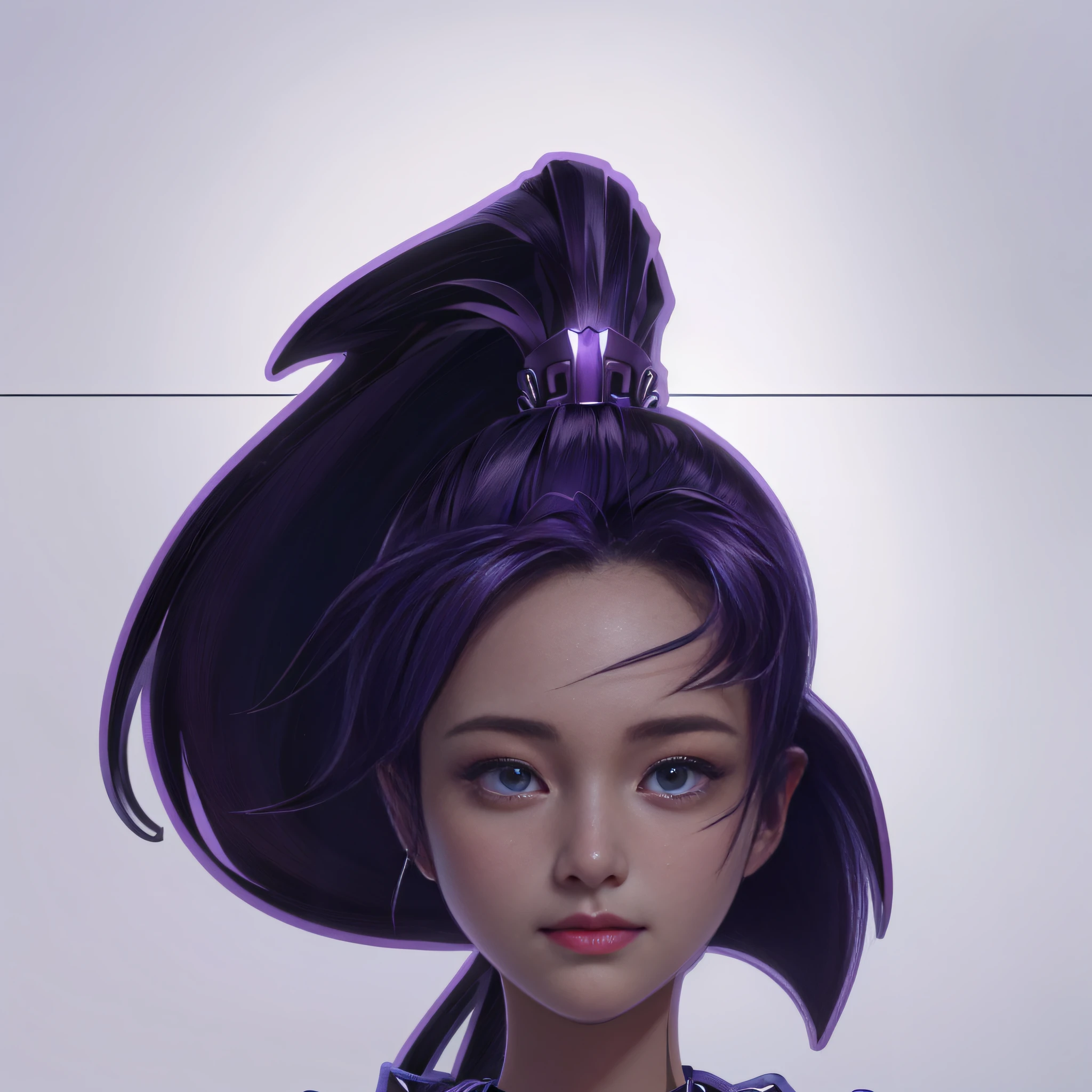 Surrealist female portraits, fantasy art, photorealism, dynamic lighting, artstation, posters, avatars, very detailed faces, ultra-detailed faces, high detail, 4k, award-winning, 1girl, fair skin, Asian, low-key, denim photos, (formal wear: 1.4), long hair, purple pupils,