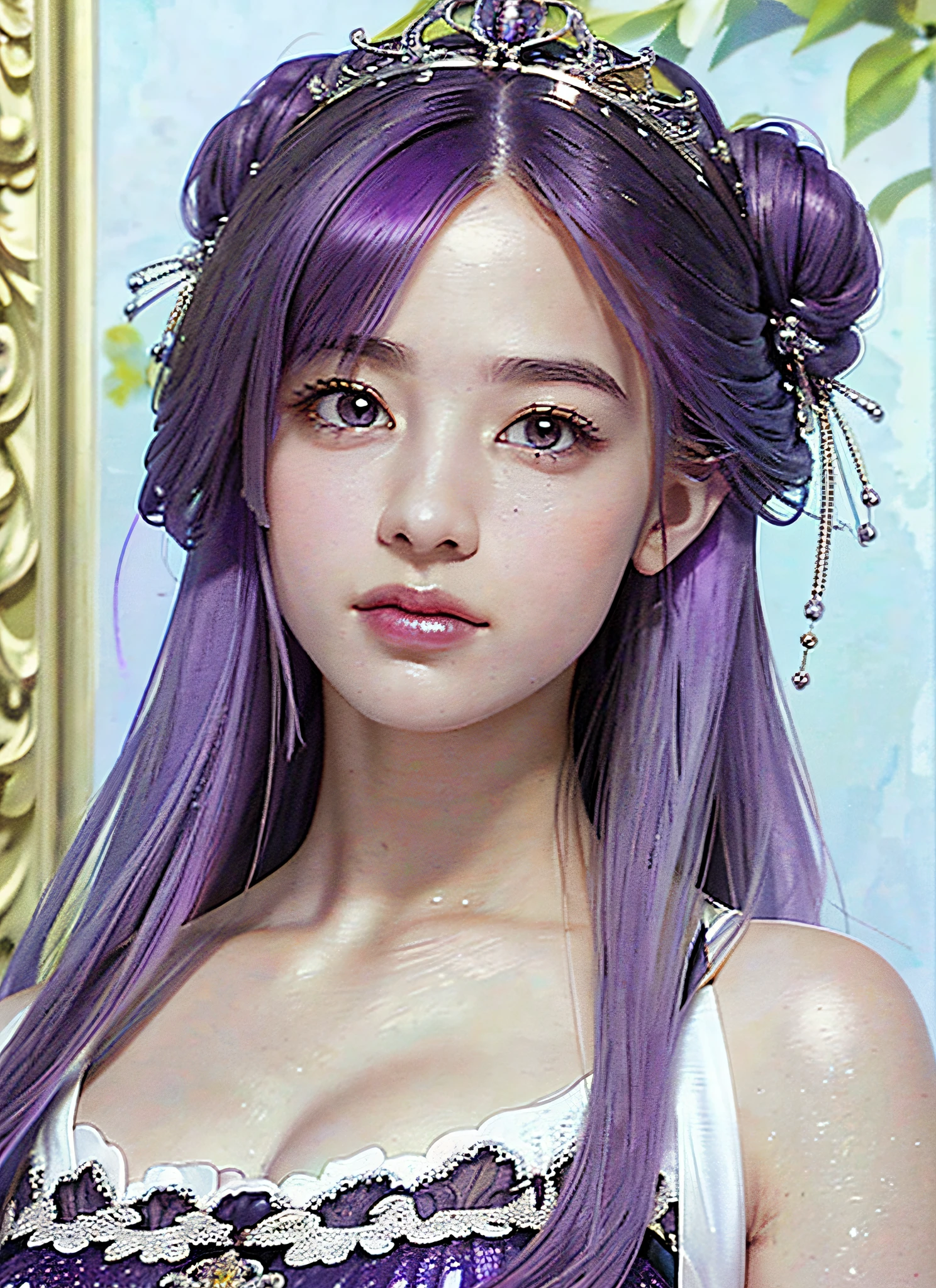 Ultra detailed complex 3D rendering of the face, (big breasts: 7.8), glamour shot full body image, braless, long hair, viewer view, intricate exposure wearing high super armor, bare feet, (shiny skin),((Realistic lighting, top quality, 8K, masterpiece: 1.3)), Clear Focus: 1.2, 1 girl, Perfect figure: 1.4, , (cleavage), intricate details, effectsJeweled, Ultra Detailed Big Crown:1.2), Big,, Sexy Swimsuit, (Ultrareal), (High Definition), (8K), (Very Detailed), (Beautiful Detailed Eyes), (Best Quality), (Ultra Detailed), Intricate Detail Jewels, 1 Girl, Solo, Long Hair, Wind, Gorgeous Face, Best Quality, Masterpiece, Maximum Detail, Diffused Lighting, (Purple Hair: 1.3), Valhalla Valkyrie, Beauty, facial muscles