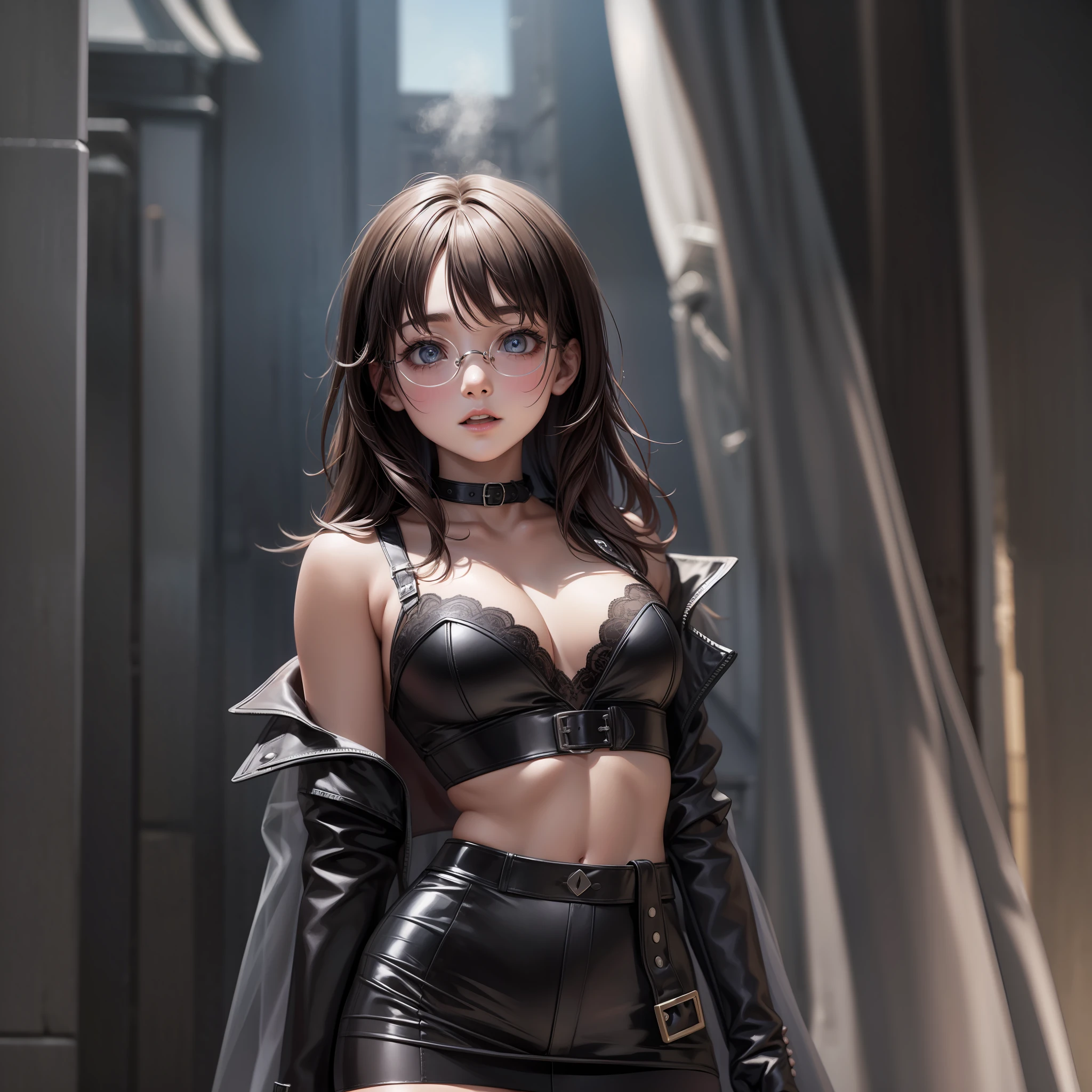 Harry Potter characters taking self in group, see-through lingerie, leather clothing, mini-skirt
