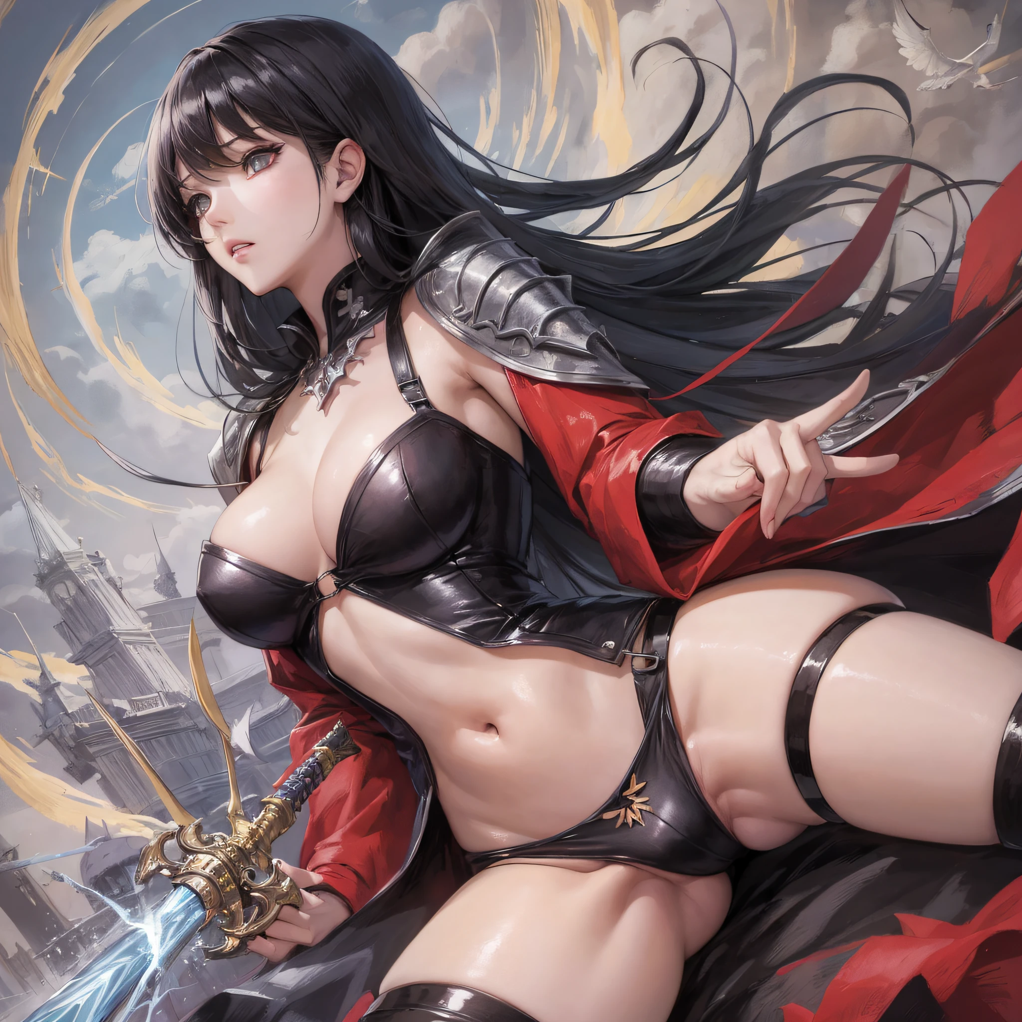 ((Anime style)) Girls. A world of swords and sorcery. Feathered. Underwear. Squat down and open your crotch --auto --s2