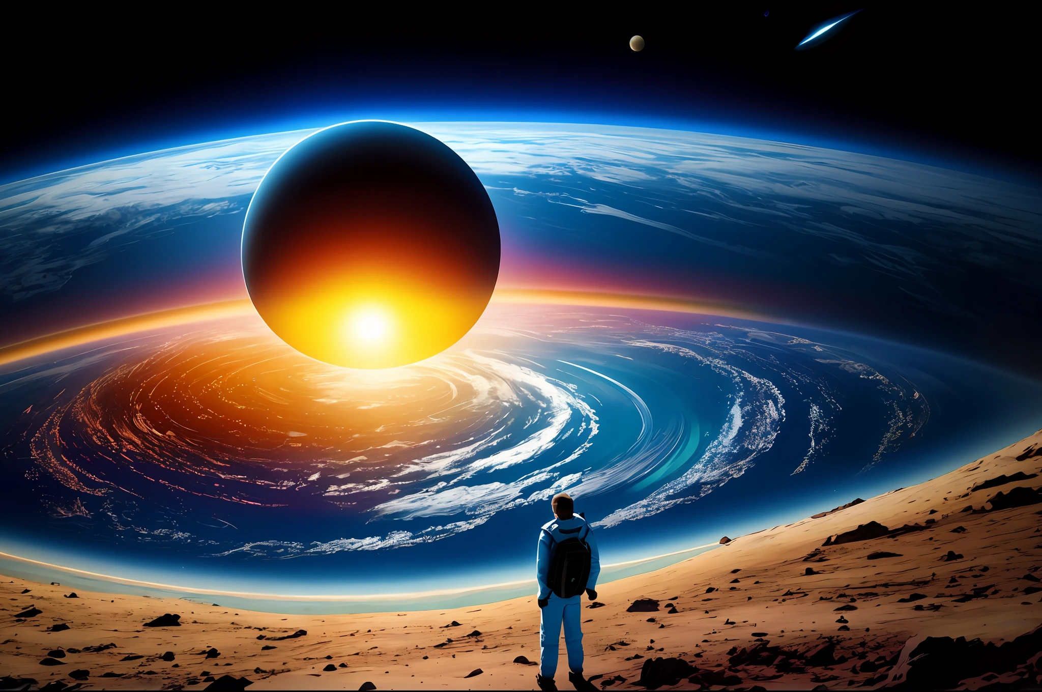 Our story will begin with a broad view of the universe, showing the vastness of space and the Earth as a small blue dot. We will introduce contemporary scientists who are exploring the mysteries of the cosmos, just as Carl Sagan did in the original series. These scientists will be our guides on this exciting journey.