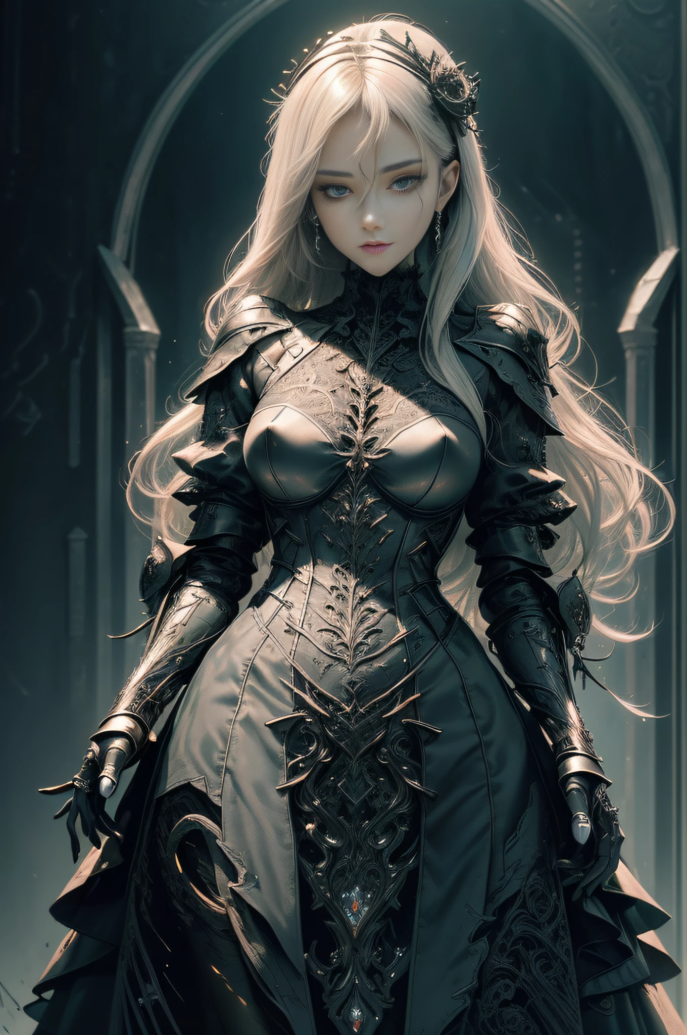 [Detailed illustrations, art based on extremely ideal anatomy, very detailed and detailed drawings, slow and delicate lines, realistic texture expression],((Color tressed main lines)),(Artwork with outstanding craftsmanship),(Ruins background),MACHINEAlice HENTAI ANIME Beauty (tall (tall)) 16 years old Smooth straight hair (long transparent hair) AUTOMATON,Black Dress Black Rose ((Lace Pattern) (Thorn)) (Alien Armor Chain (Transparent Material)) (Cybernetic Gothic Lolita (Titanium Alloy)),(((Bondage:0.4)))),((Fine and Beautiful Skin Expression (Transparency))),((Clear Gaze)),((Perfect Eye Details (Beautifully Drawn Eyes)))),(Beautiful Perfect Face ( Realistic facial details)),((Beautiful hair details)),(Perfectly proportioned proportions)),(Design built to a high level,(((Advanced structural understanding of materials)),Ideal color coordination),((Artistic decoration))) ((Dense details)),(Detail,High definition)),[(Ultra-precision detail),(((Multilayer texture)), HighQuality,High Resolution],((Accurate simulation of light-material interaction, understanding of air flow, mechanically correct representation)),(((Visual art with a sense of narrative)).
