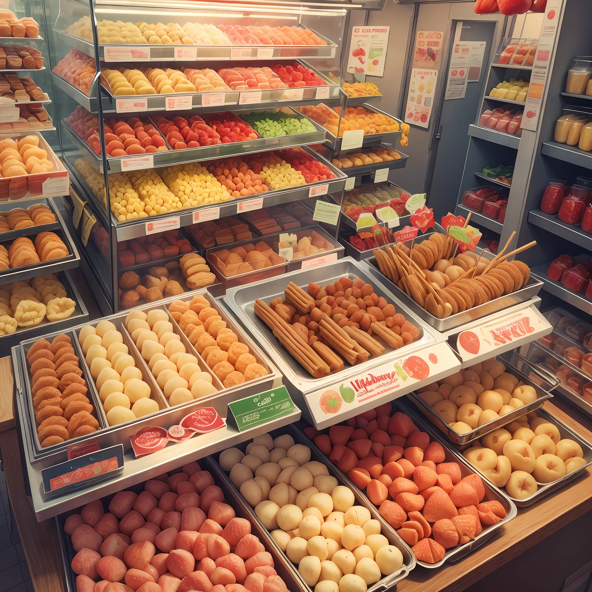 strawberry candy, apple candy, frifli potatoes, churros, lemonade, --auto --s2