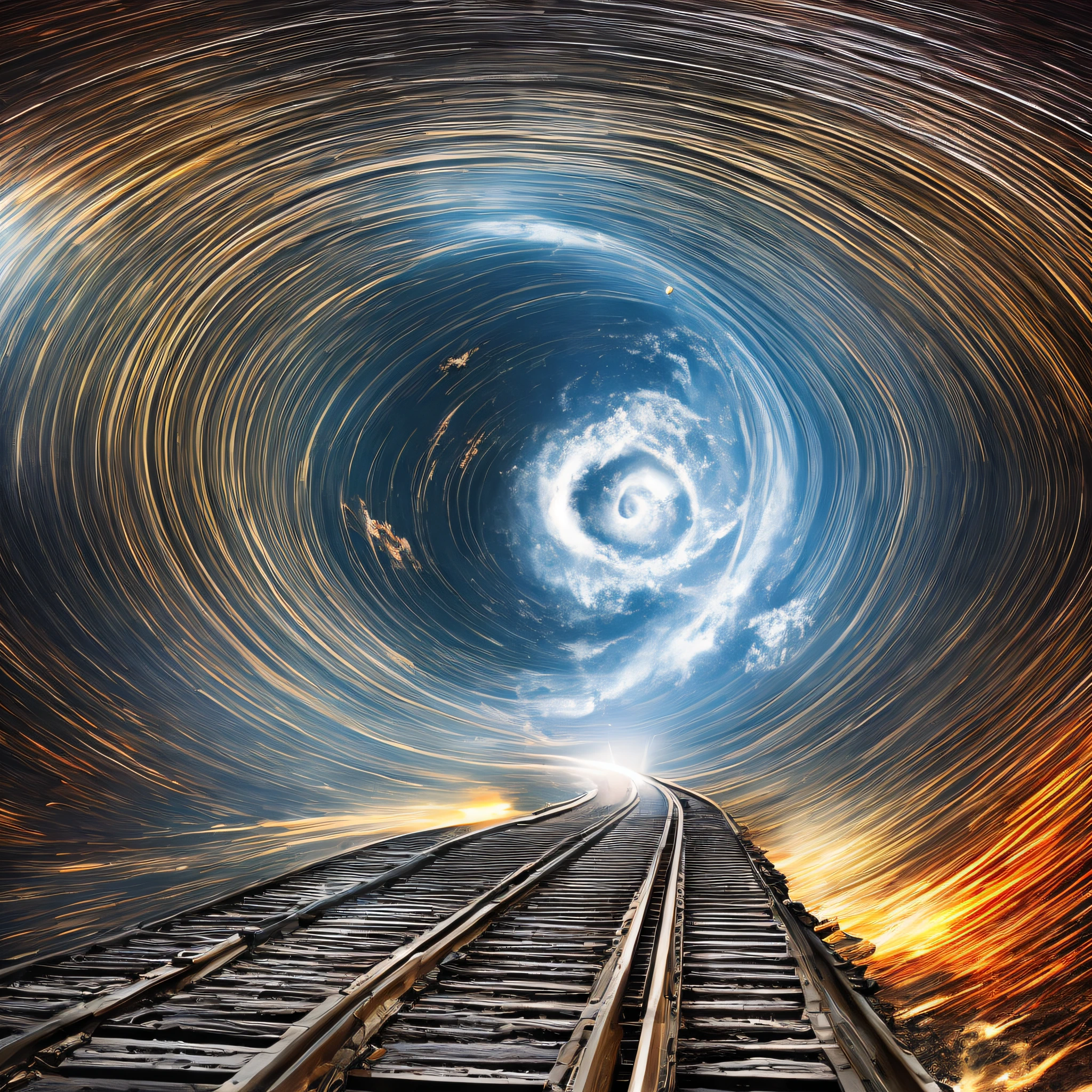 Black Hole, universe, 4d, railroad tracks, fantastic, landscape