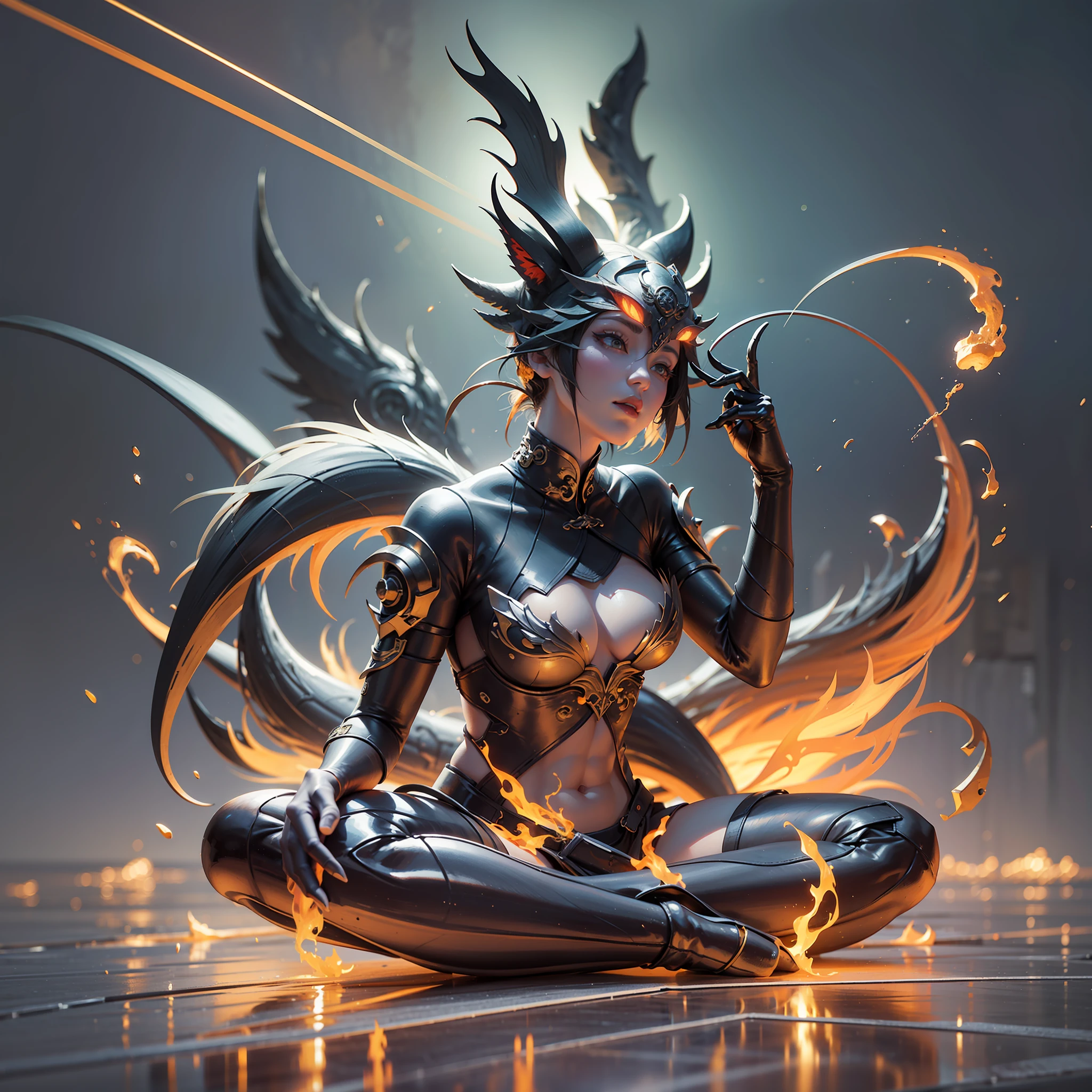 full figure, front view, fashion toy, clay sculpture, ancient Chinese mythology and legendary demon, nine-tailed fox, mythical woman, Shanhaijing, model, blind box toy, ip,popular bazaar, shiny material, glossy, clean background, 3D, octane, best quality, C4D, Pinterest, super detailed, HDR, ray tracing, NVIDIA RTX, super resolution, Unreal 5, subsurface scattering, PBR textures, post-processing, anisotropic filtering, depth of field, maximum sharpness and sharpness, multi-layer textures, Albedo and specular mapping, surface shading, accurate simulation of light-material interactions, perfect proportions, octane rendering, duotone lighting, low ISO, white balance, rule of thirds, wide aperture, 8K RAW, efficient sub-pixels, subpixel convolution, luminous particles