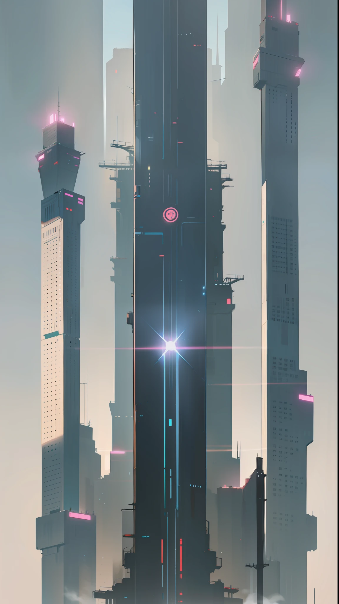 towering towers, cyberpunk,