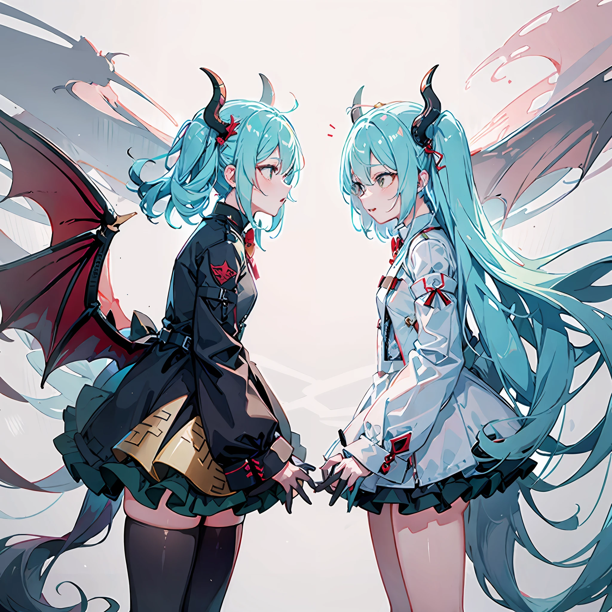 Two dragons, one up and one down, animals ,