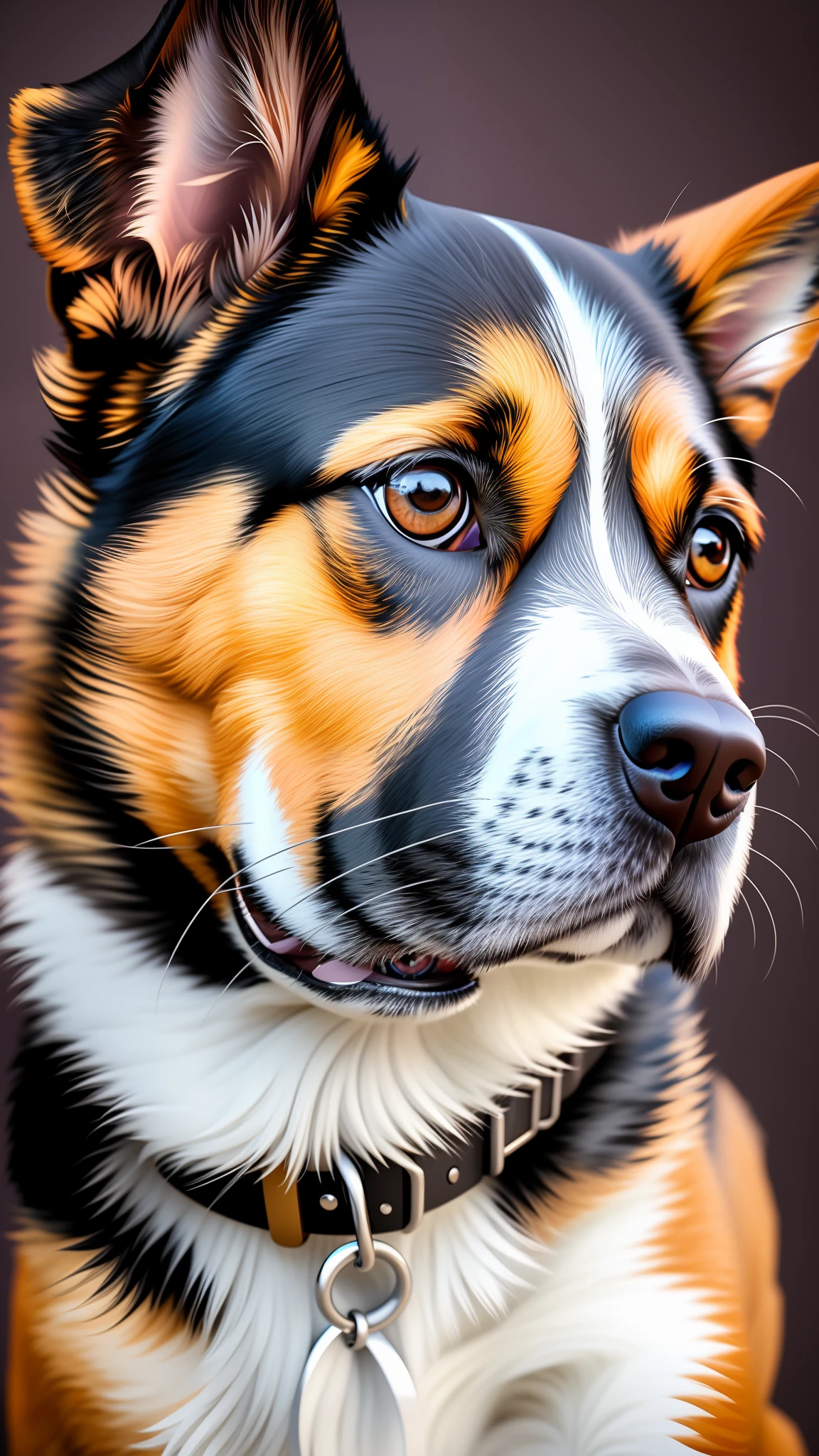 Realistic style. cute dog. dog up close. dog with details. 8k.