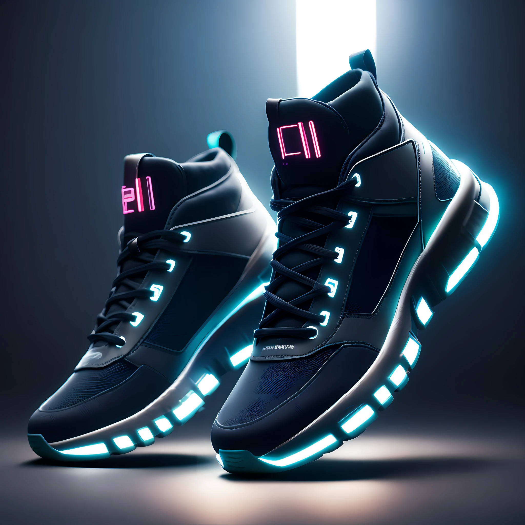 product photography of a cybepunk sneakers, epic render, octane, atmosphere, particles, soft volumetric lights, (backlit:1.3), (cinematic:1.3), intricate details, (ArtStation:1.3)