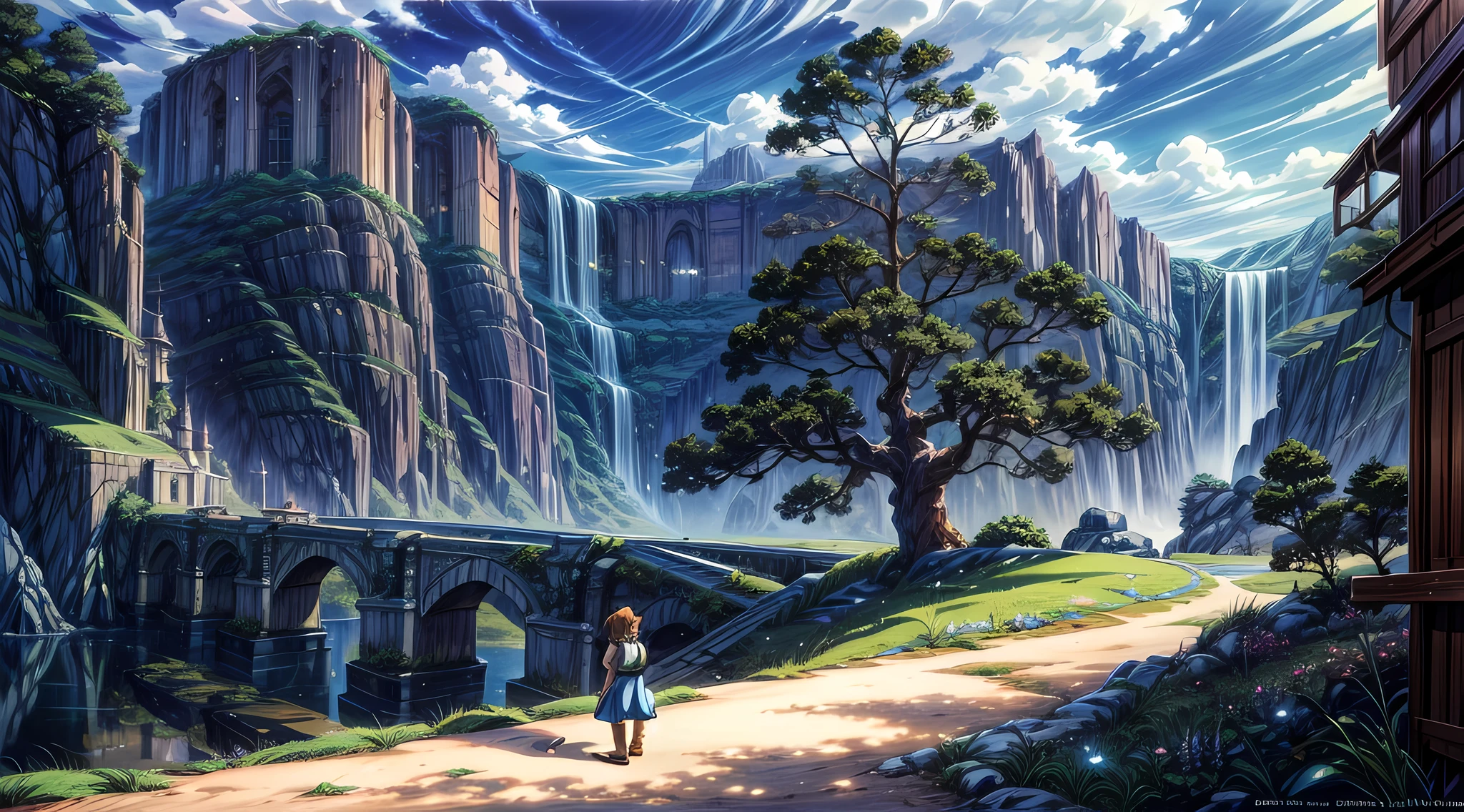(Best quality),(masterpiece),(ultra detailed),(high detailed),(extremely detailed),anime scenery landscape in the style of Miyazaki Nausicaa Ghibli, by Shinkai Makoto