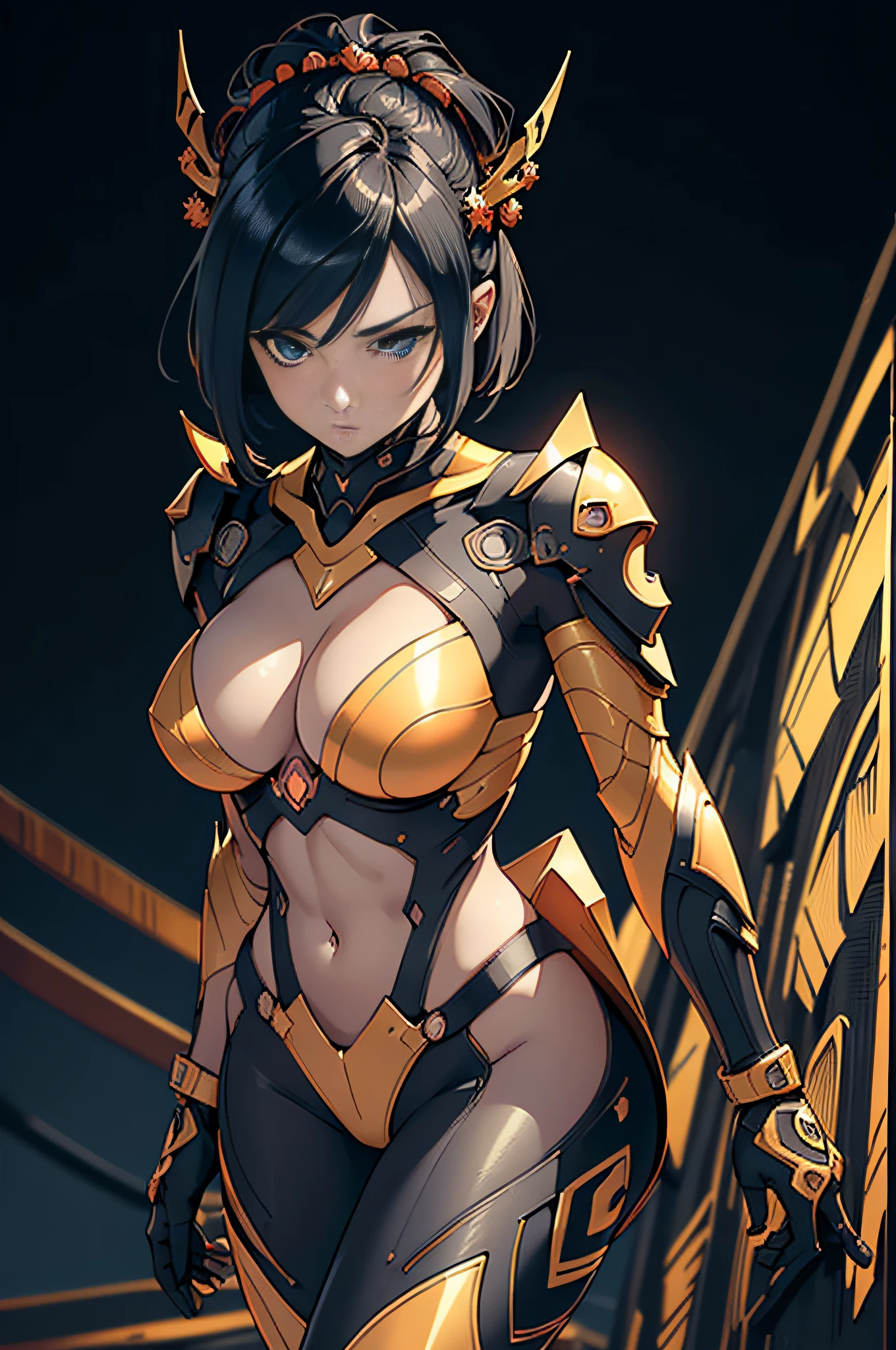 [Detailed illustrations, art based on extremely ideal anatomy, very detailed and detailed drawings, slow and delicate lines, realistic texture expression],((Color tressed main lines)),(Artwork with outstanding craftsmanship),(Shinjuku background at night),[(HENTAI ANIME) NINJAGirl Japanese Beauty 15 years old Petite and muscular ((Slim body)) Short bob cut],((Hornet) Orange Ninja Battle Armor) Scarf (Stole) (Fitting Rubber Inner) Honeycomb (Edge) ((((Hair ornament)))) (Dull metallic luster),Gravure (((KUNOICHI))),((Fine and beautiful skin expression (transparency)))),((Clear gaze)),((Perfect eye details (Beautifully drawn eyes))),( Beautiful perfect face (realistic face details)),((Beautiful hair details)),(Perfectly proportioned proportions)),(Design built to a high level,((Advanced structural understanding of materials)),Ideal color coordination),((Artistic decoration)) ((Dense details)),((Detail,High definition)),[(Ultra-precision detail),(((Multilayer texture)), HighQuality,High Resolution],((Accurate simulation of light-material interaction, understanding of air flow, mechanically correct representation)),(((Visual art with a sense of narrative)).