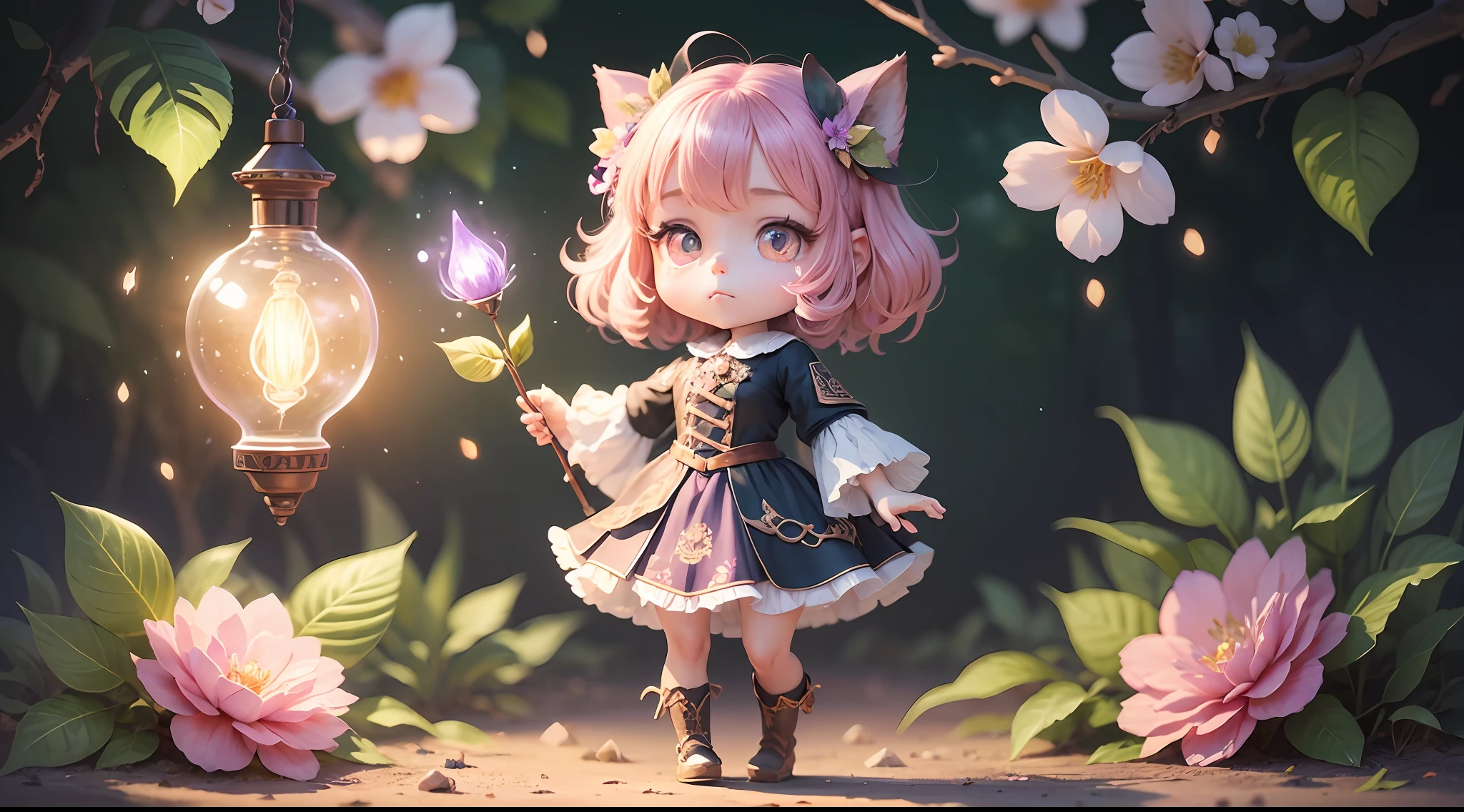 full body, a little witch making cute magic potions, cute flowers, scary trees, 4K resolution, with lamp lights, fantasy, fantasy art, character focus, magic potions detailed, Hand detailed, illustration of a cute girl, cute flowers, scary trees, manga style, kawaii, black, purple, pink, gold, freplace detailed, cute, kawaii, chibi, manga style, illustration, vintage style, epic light, fantasy, fantasy art, watercolor effect, bokeh, adobe illustrator, hand drawn, digital painting, low-poly, retro aesthetic, character focus, 4K resolution, using 4d cinema, white outline, vivid printing, watercolor painting, illustration, 4k, manga style, detailed binding, detailed potions, Tim Burtons The night before Christmas --auto --s2
