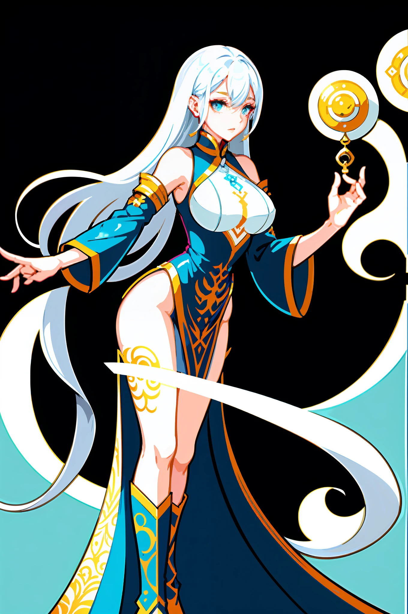 Close-up of a woman with white hair and white mask, beautiful figure painting, Guviz, Guvitz style artwork, white-haired god, fluttering clothes, epic exquisite character art, stunning character art, Fan Qi, Wu Zhun Shifan