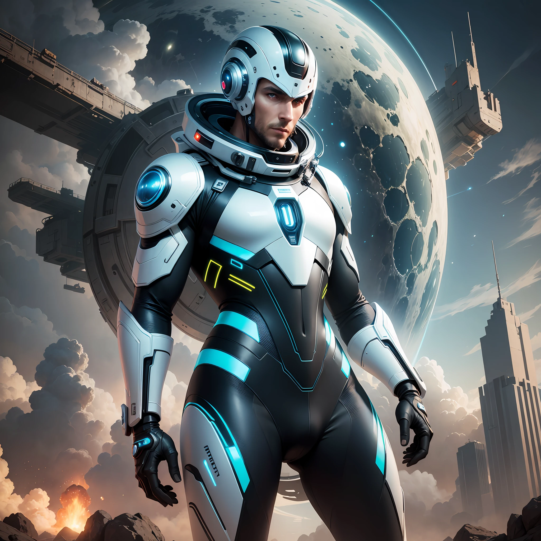 Man with limb amputated in a futuristic outfit,futuristic clothes, hyper-realistic style, 8k, Space suit --auto --s2