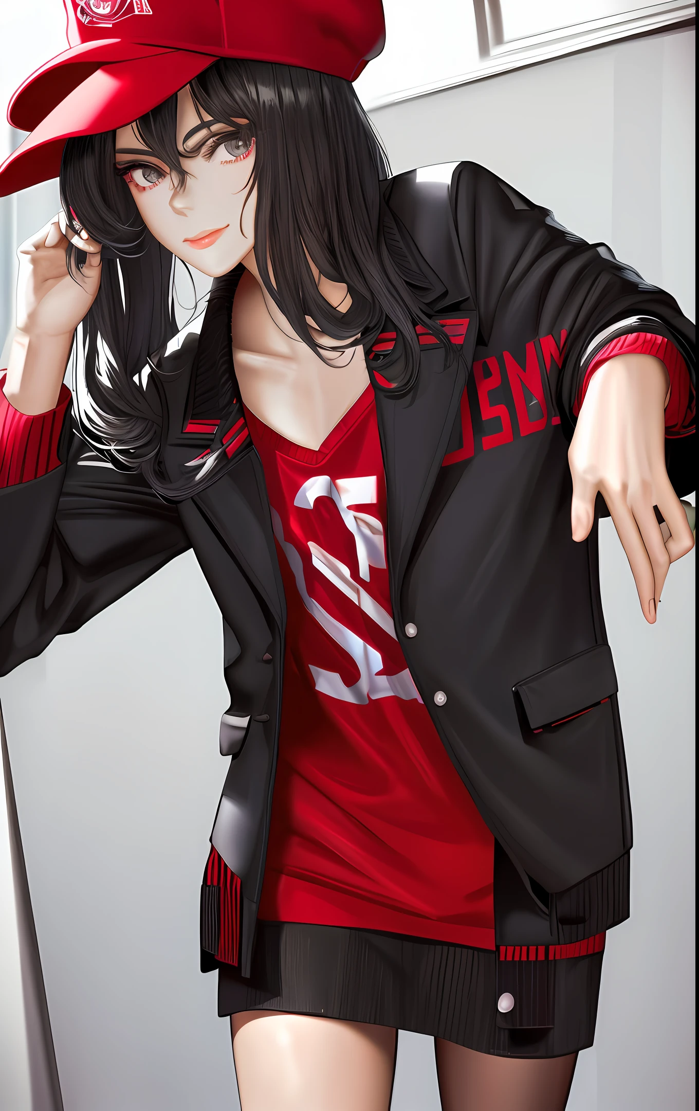 1 Michael Jackson, profile picture, seductive look, college style jacket with cap, red sleeves, black torso, black cap, real