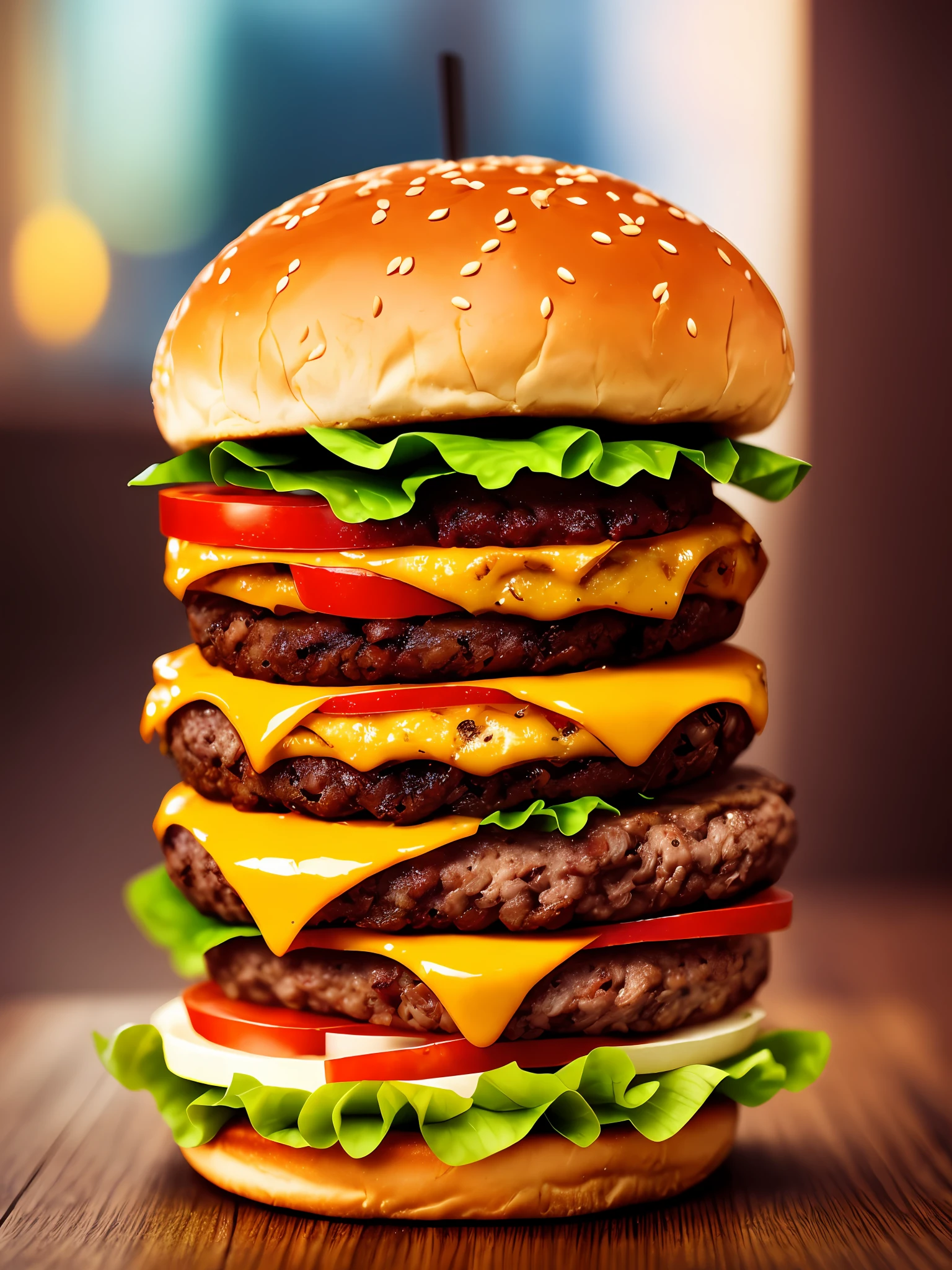 A burger falling in pieces juicy, tasty, hot, promotional photo, intricate details, hdr, cinematic, adobe lightroom, highly detailed