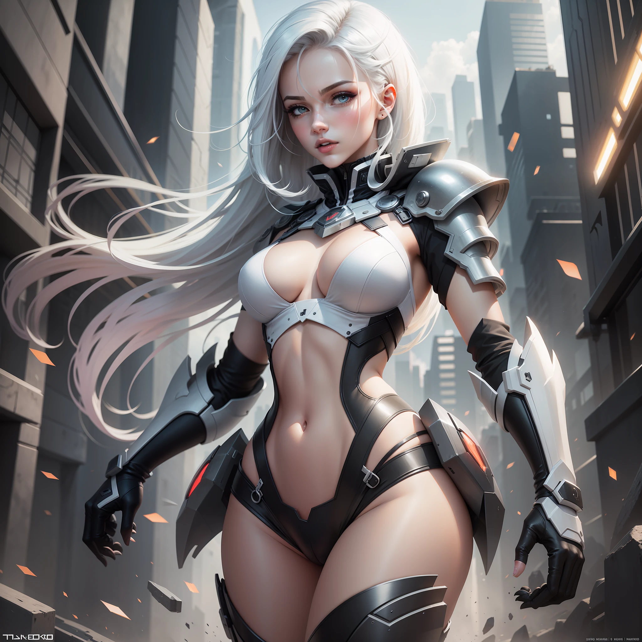 Concept art, sexy girl, white haircut, extreme details, t-pose, 3 frames, public hair,