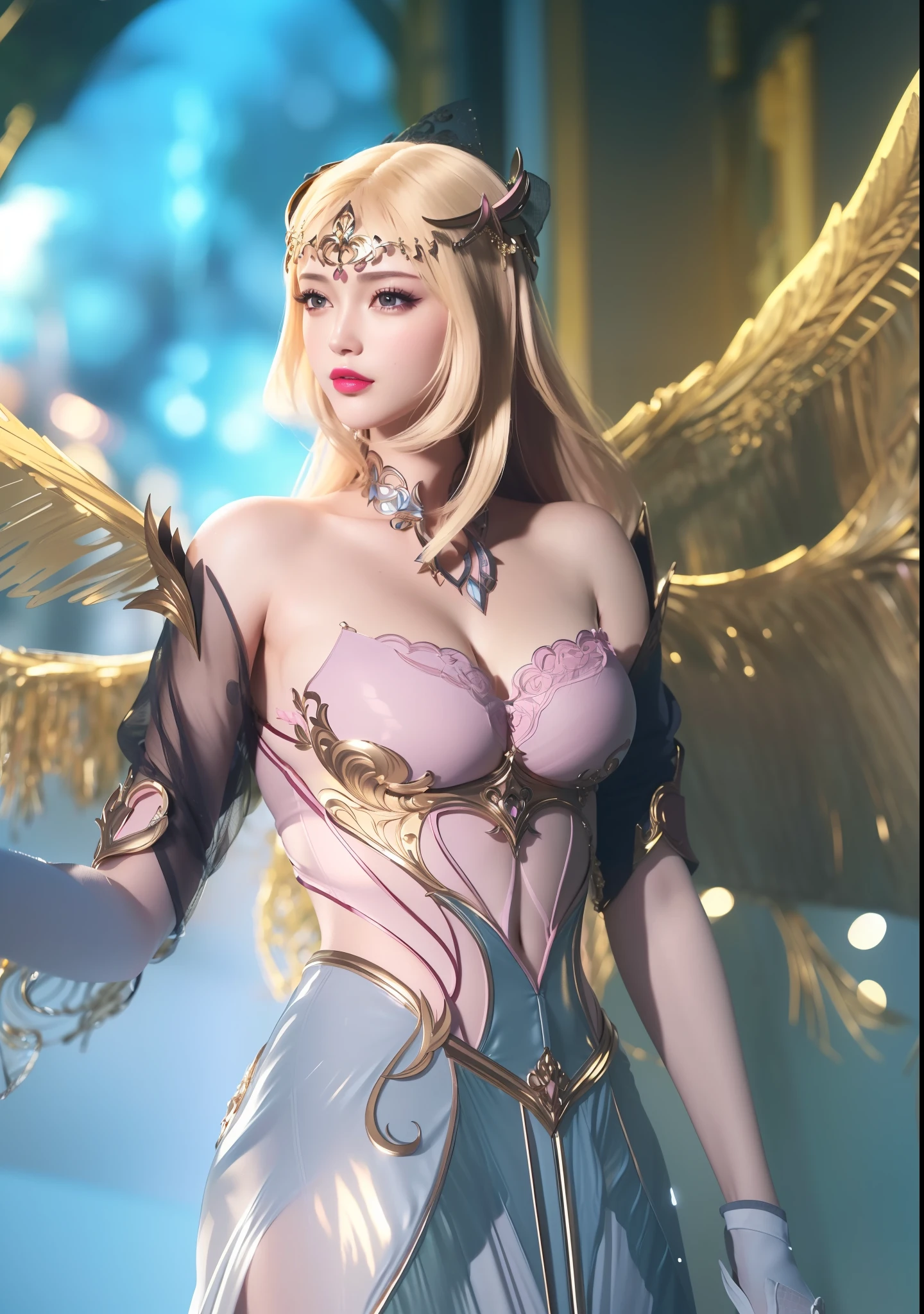 (masterpiece, best quality, extremely detailed 8k, ultra hd, ultra-detailed, highly detailed, highly realistic, ultra-realistic, photo realistic), (1girl:1.5), (detailed realistic skin), (realistic ), (pink lipstick), slender abs,