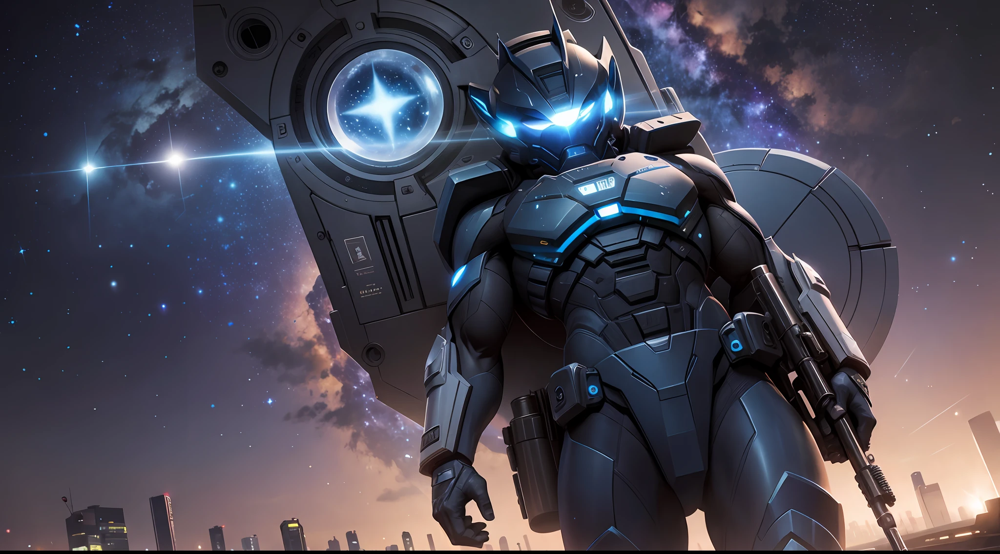 Gamma rays cut through the blue star night sky, Take away the last civilian police, modern --auto --s2