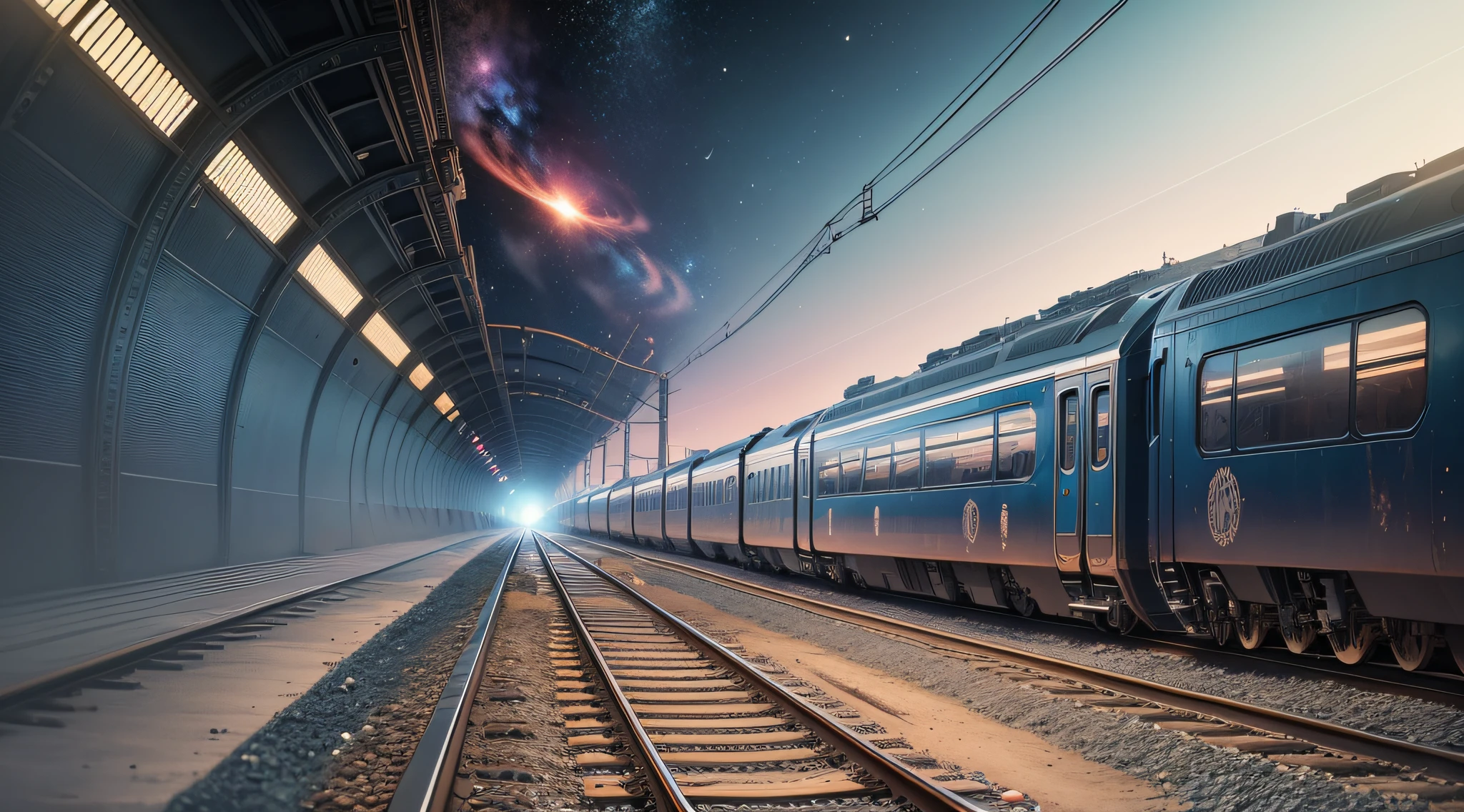 A train, moving forward, black hole, abyss, future, science fiction --auto --s2
