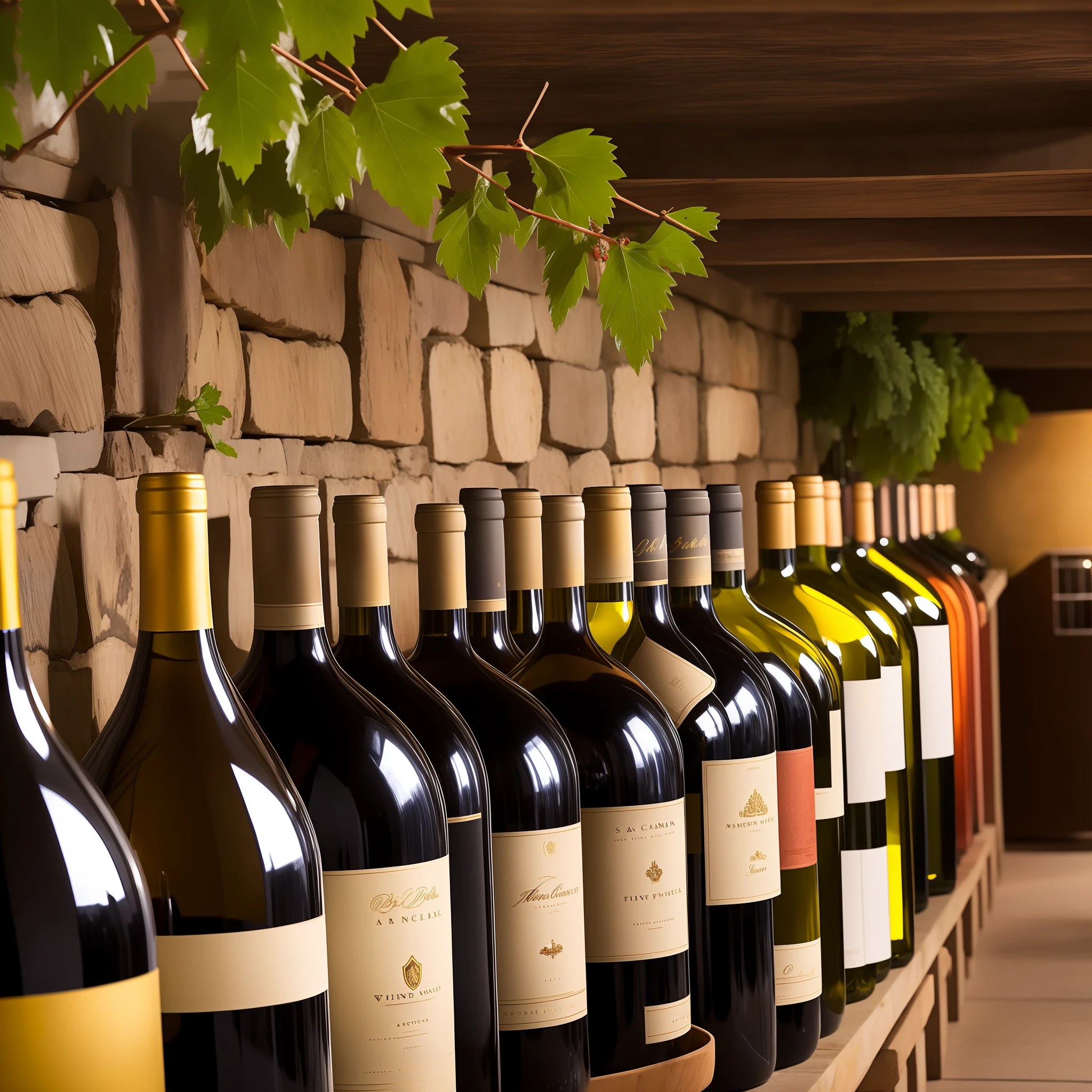 wines in the cellar, clear atmosphere
