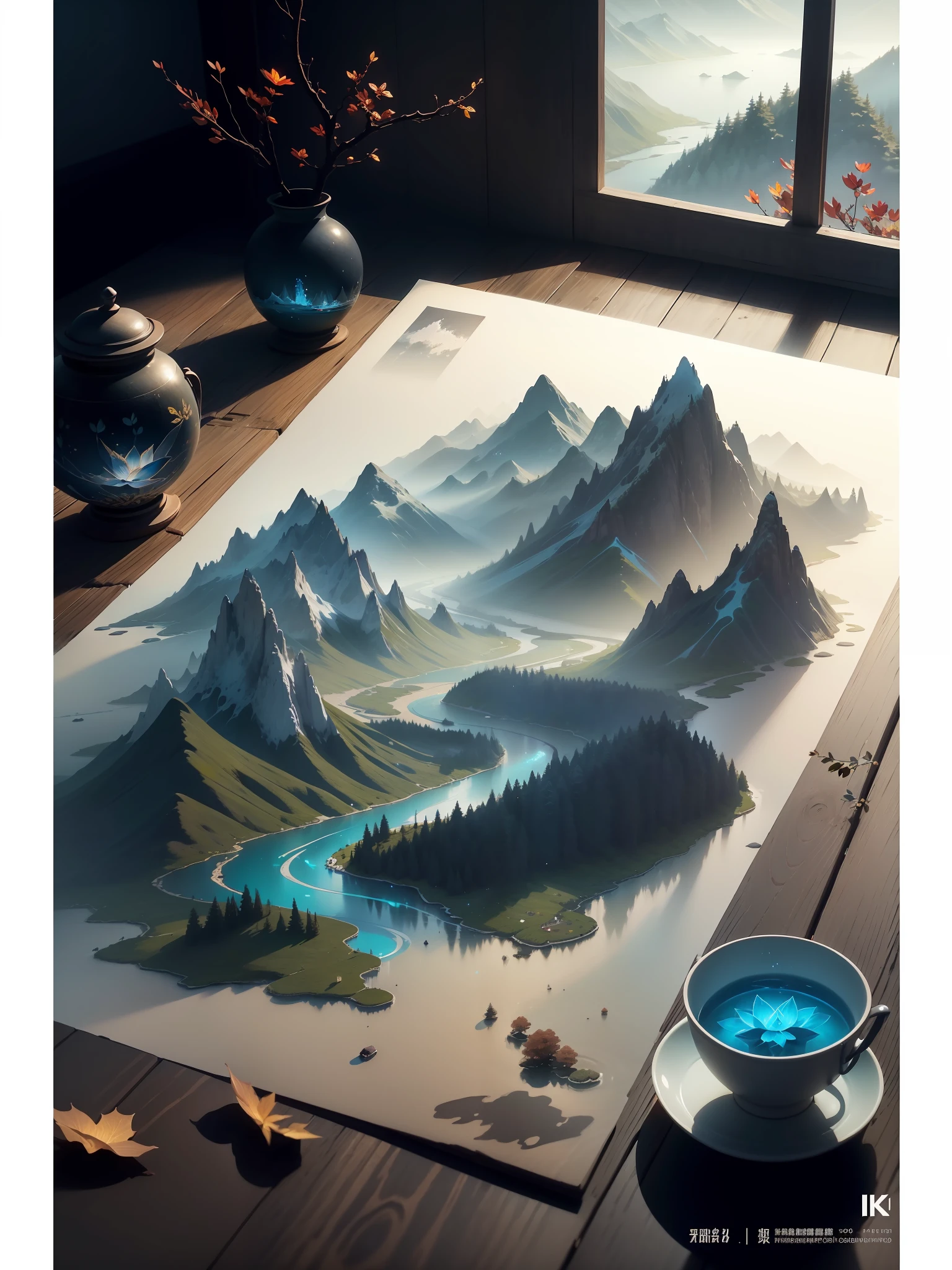 Mountains and rivers
Masterpiece, best quality, (very detailed CG unified 8k wallpaper), (best quality), (best illustration), (best shadow), glowing elf with a glowing deer, drinking water in the pool, natural elements in forest theme. Mysterious forest, beautiful forest, nature, surrounded by flowers, delicate leaves and branches surrounded by fireflies (natural elements), (jungle theme), (leaves), (branches), (fireflies), (particle effects) and other 3D, Octane rendering, ray tracing, super detailed, alpine flowing water Xiaoqiao artistic conception beauty, there is a kind of sea and a hundred rivers with tolerance and great artistic conception, and landscape painting of Jiangnan water town. Red atmosphere, maple leaves, autumn, artistic conception, red lotus, lotus pond moonlight, autumn, blue ink painting, ink painting, thousands of miles of rivers and mountains, ink on earth, change style, deep forest, Baikal, fairyland, mountains and flowing water --auto --s2