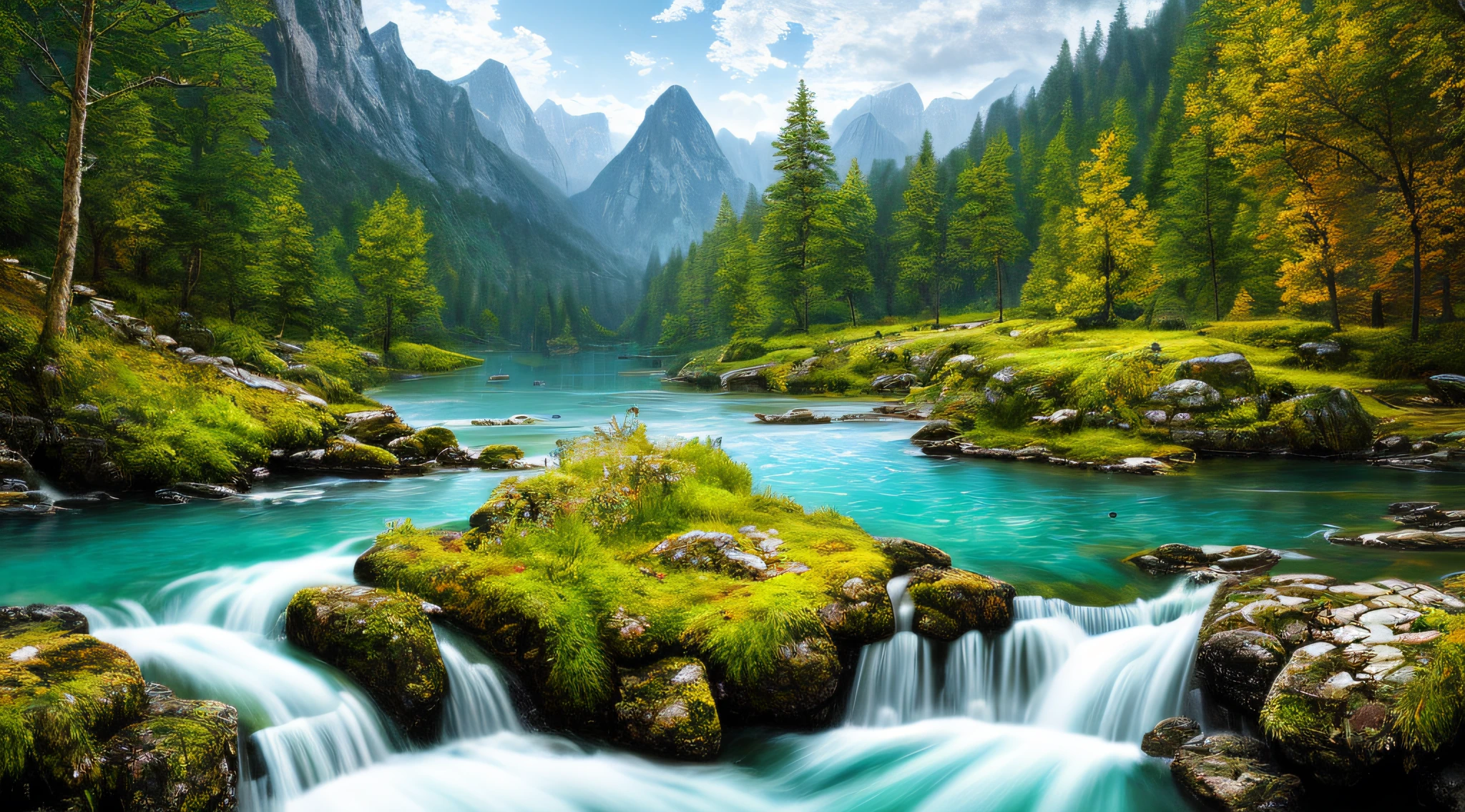landscape, water, (extremely detailed CG unity 8k wallpaper), most beautiful artwork in the world, professional majestic oil painting, intricate, High Detail, Sharp focus, dramatic, photorealistic painting art