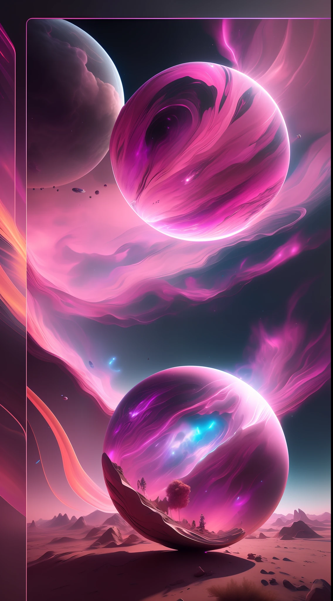 (Unreal Engine, Concept Art, High Detail Surreal Airbrush Art) Pink Dopamine Inhalation Flows Through Space to Venus, CGSociety, 8K Rendering, Dutch Prime Time, ArtStation Trend, Ddreamlike Wind.