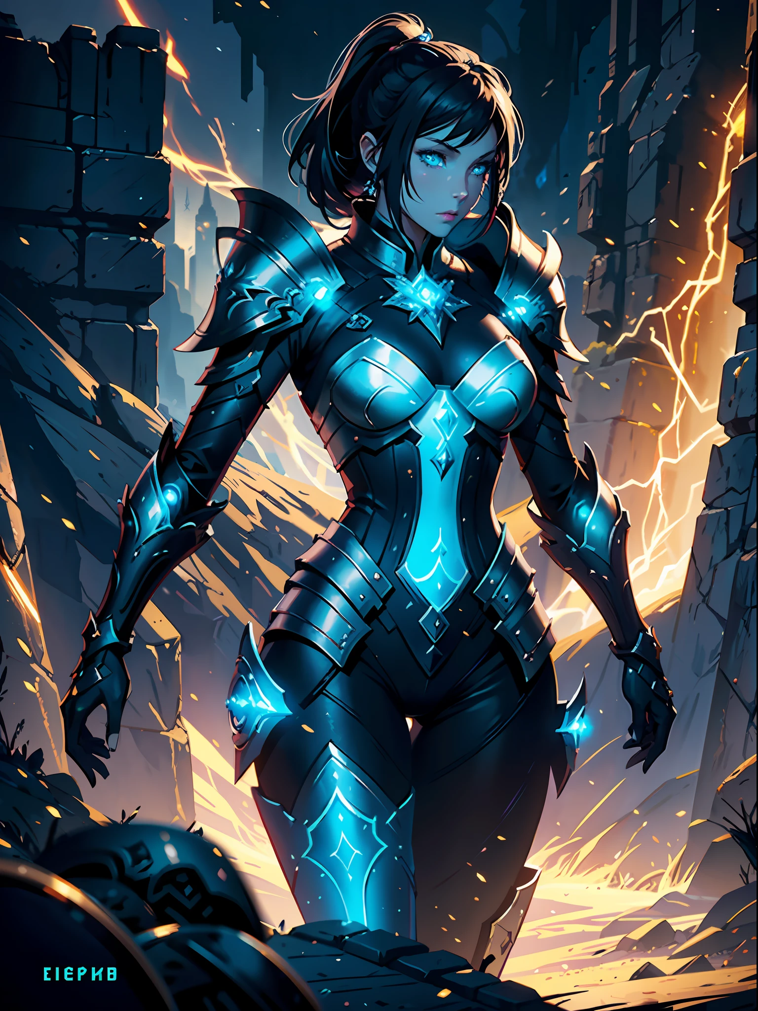 a close up of a woman in armor with glowing lights, epic fantasy digital art style, epic fantasy art style, epic fantasy art style hd, fantasy art behance, detailed digital 2d fantasy art, epic fantasy style art, 4k fantasy art, fantasy paladin woman, epic exquisite character art, epic fantasy character art, digital 2d fantasy art