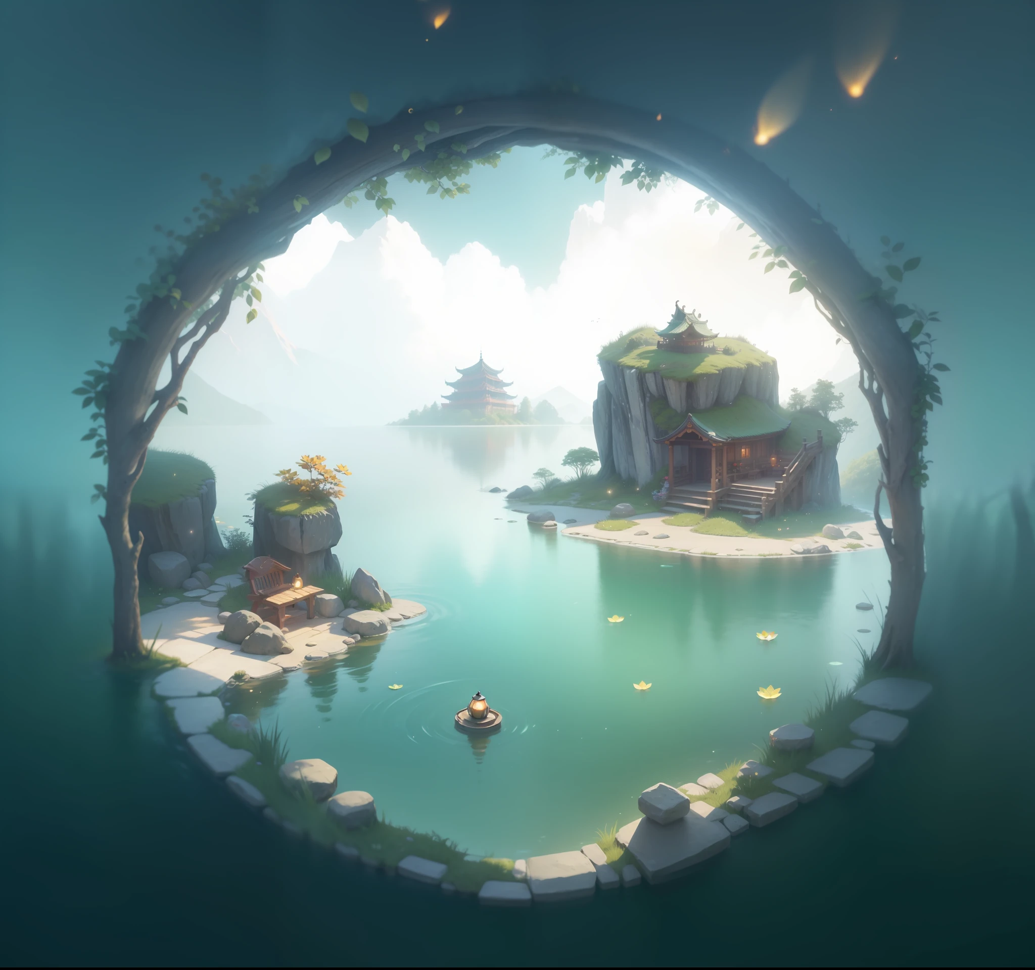 Mountains and rivers
Masterpiece, best quality, (very detailed CG unified 8k wallpaper), (best quality), (best illustration), (best shadow), glowing elf with a glowing deer, drinking water in the pool, natural elements in forest theme. Mysterious forest, beautiful forest, nature, surrounded by flowers, delicate leaves and branches surrounded by fireflies (natural elements), (jungle theme), (leaves), (branches), (fireflies), (particle effects) and other 3D, Octane rendering, ray tracing, super detailed, alpine flowing water Xiaoqiao artistic conception beauty, there is a kind of sea and a hundred rivers with tolerance and great artistic conception, and landscape painting of Jiangnan water town. Red atmosphere, maple leaves, autumn, artistic conception, red lotus, lotus pond moonlight, autumn, pond --auto --s2