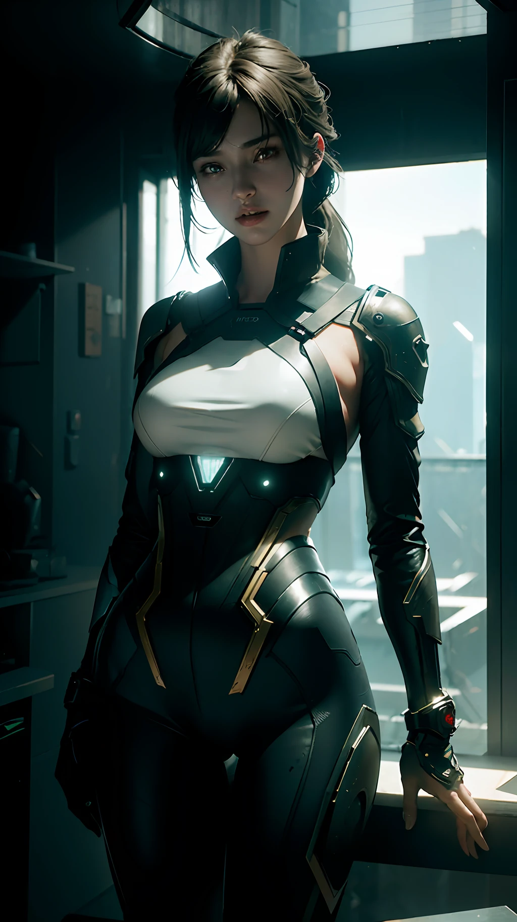 ((Best quality)), ((masterpiece)), (detailed:1.4), 3D, an image of a beautiful cyberpunk female,HDR (High Dynamic Range),Ray Tracing,NVIDIA RTX,Super-Resolution,Unreal 5,Subsurface scattering,PBR Texturing,Post-processing,Anisotropic Filtering,Depth-of-field,Maximum clarity and sharpness,Multi-layered textures,Albedo and Specular maps,Surface shading,Accurate simulation of light-material interaction,Perfect proportions,Octane Render,Two-tone lighting,Wide aperture,Low ISO,White balance,Rule of thirds,8K RAW,