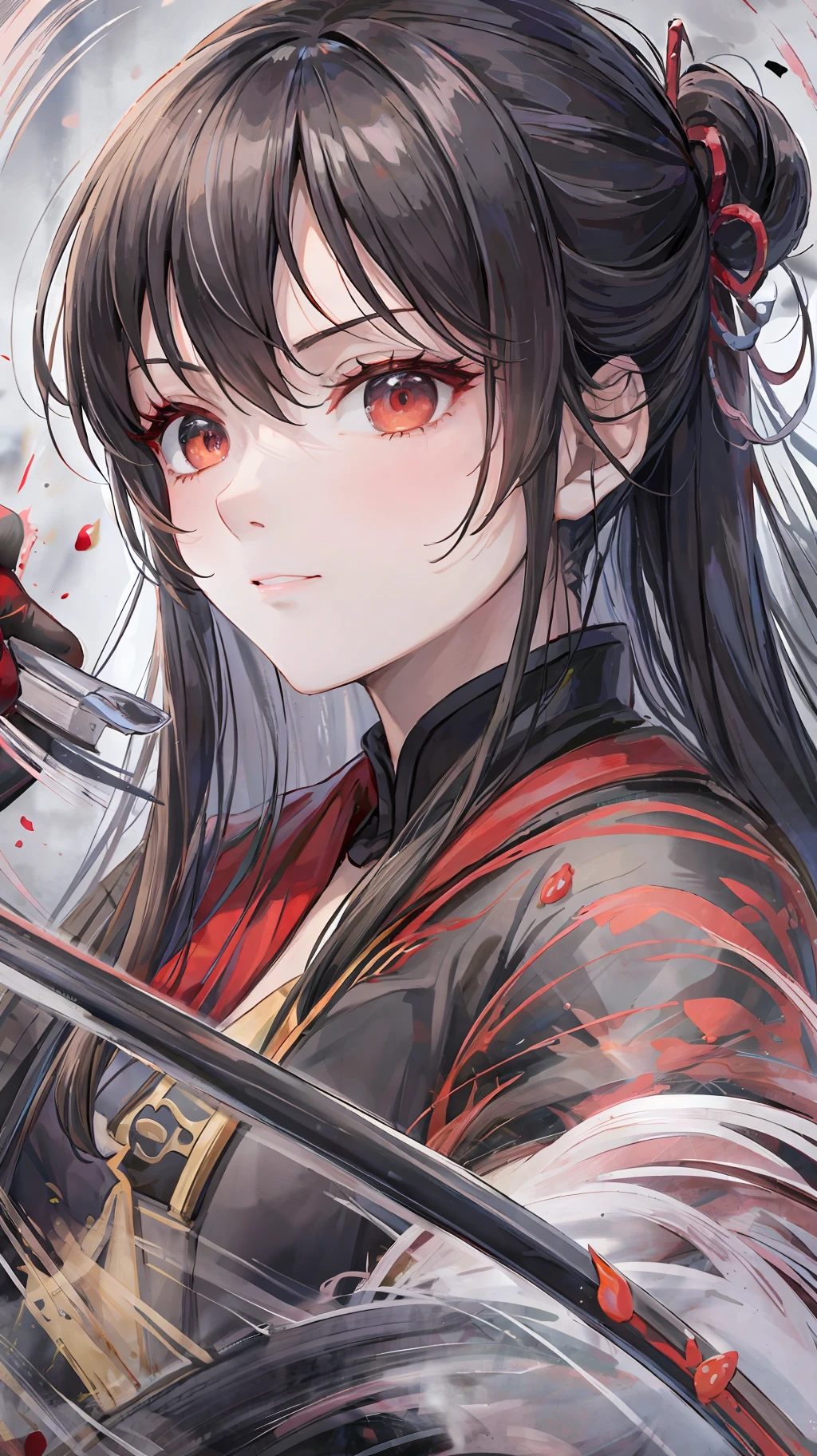 Masterpiece,(best quality:1.2), (perfect appearance:1.4),Nazi look,looking from top to bottom,Xue Yan, the Bloody Shadow, is the female version of Fang Yuan, the protagonist of Reverend Insanity. She is a woman of average height, with long black hair that cascades over her shoulders. His eyes are of an intense red hue, shining with a mixture of determination and cunning.
Xue Yan's garment is composed of an elegant dark red robe, which wraps around his body like a mysterious mist. Underneath the cloak, she wears lightweight, flexible armor, perfectly adapted for agile and stealthy combat.
Xue Yan has a striking and enigmatic appearance. Her pale skin contrasts with the strong features of her face, enhanced by a light touch of makeup, which emphasizes her piercing eyes. She carries with her an aura of power and mystery, conveying the feeling that she is an unpredictable and dangerous figure.
In his hands, Xue Yan wields two sharp, curved daggers, which are an extension of his own will. She is a master at the use of these weapons, performing agile and precise movements, capable of cutting through her opponents without leaving any chance of defense.
Xue Yan's posture is confident and imposing, while his expressions reveal a keen intelligence and a cold, defiant smile. She represents the female embodiment of cunning, relentless perseverance, and relentless pursuit of power, just like Fang Yuan in Reverend Insanity.
In the background, we can see a dark and hazy environment, as if we were in the middle of a dense forest at night. Shadows dance around him, echoing his name: Xue Yan, the Bloody Shadow.