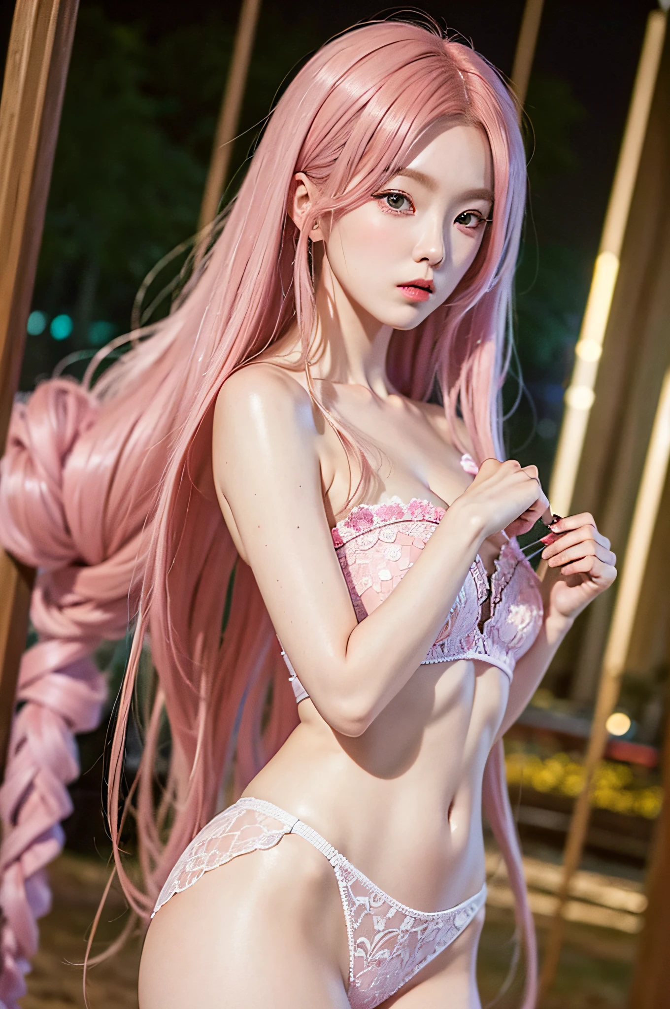 ((very detailed CG)), ((8k)), beautiful maiden, flowers, suit, forest, city night scene, a girl, beautiful face, long pink hair
