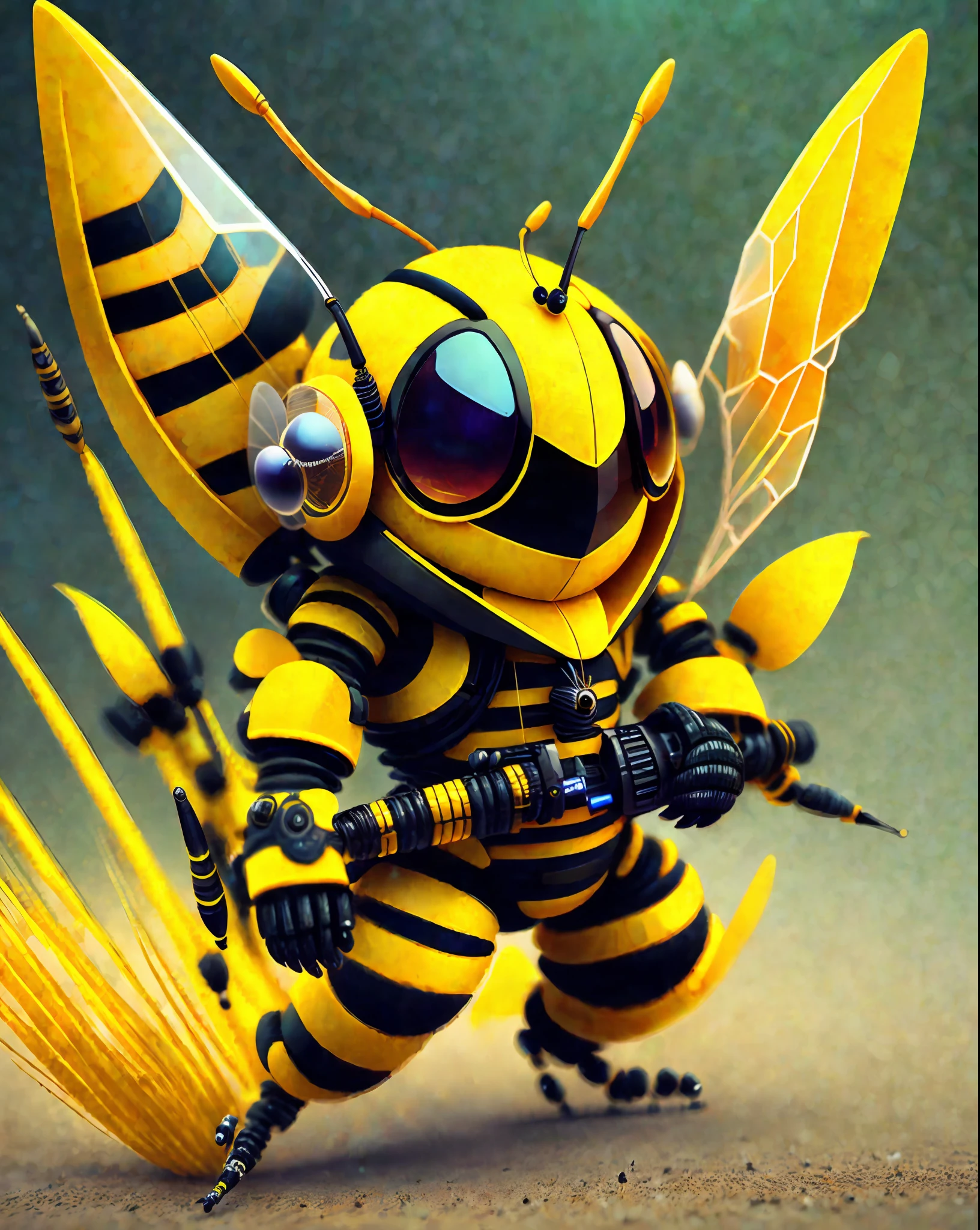 Cyber bee with weapon