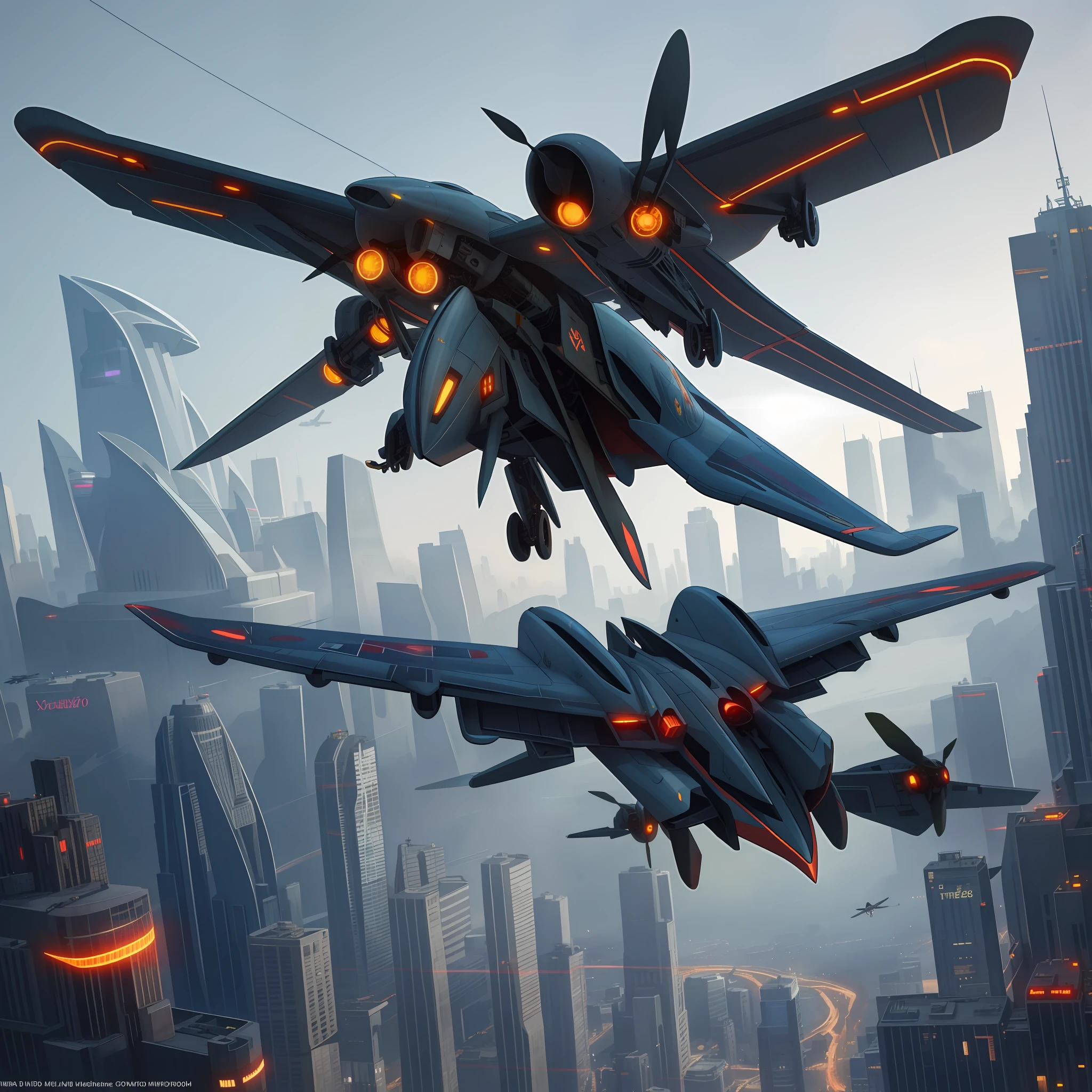 dynamic lighting, cityscape, flying cars, aircraft, cyberpunk,