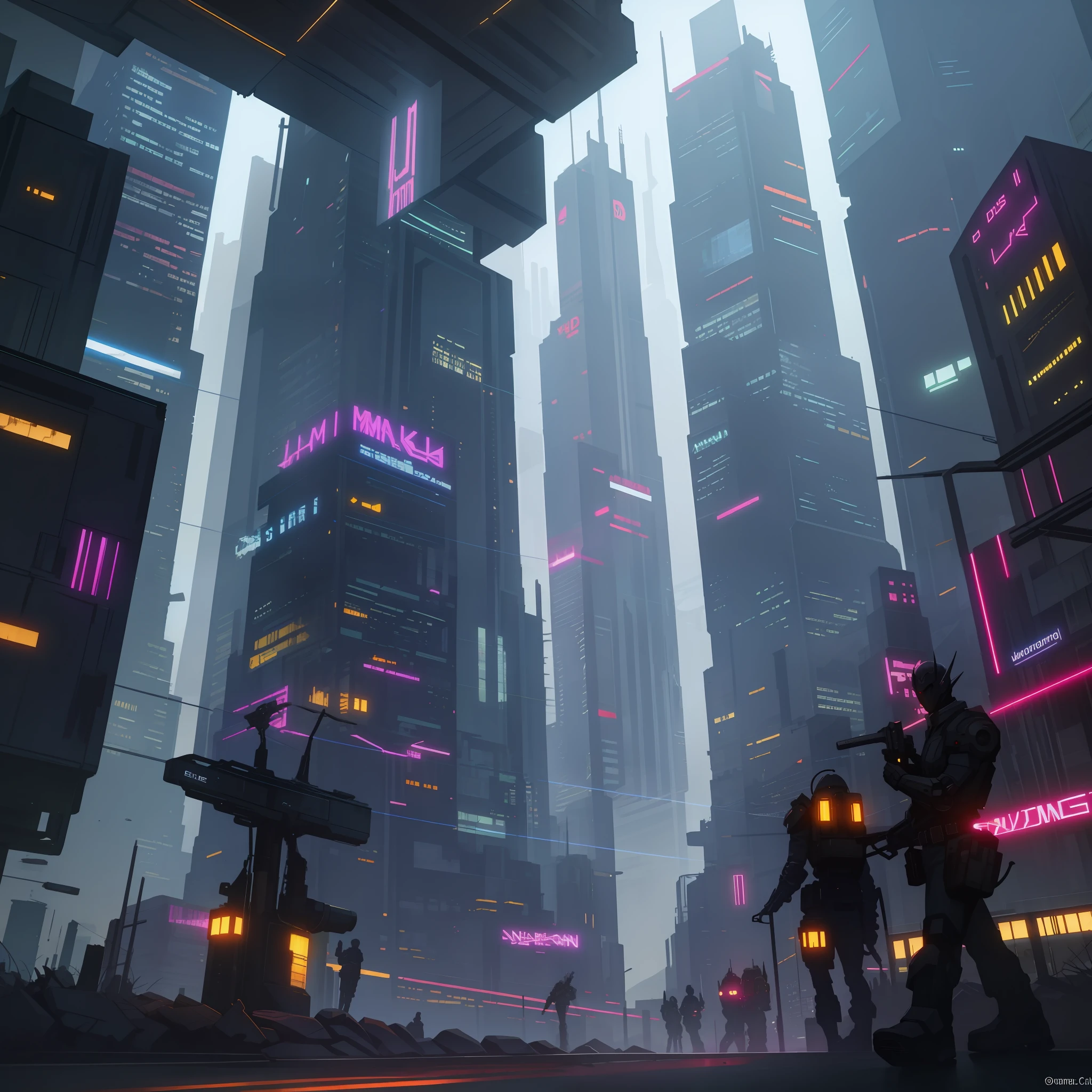 dynamic lighting, cityscape, cyberpunk