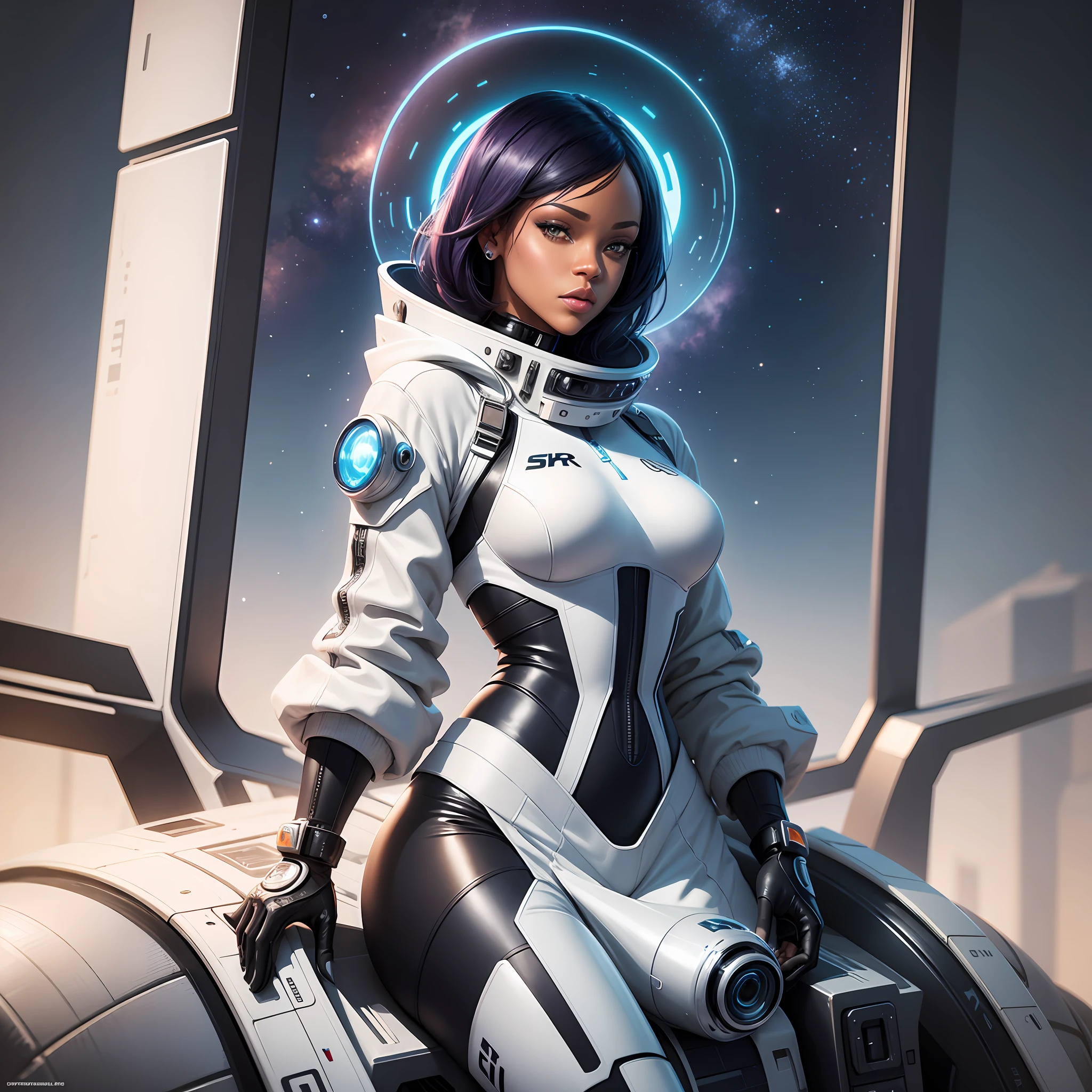 Rihanna in a futuristic outfit,futuristic clothes, hyper-realistic style, 8k, Space suit, photography --auto --s2