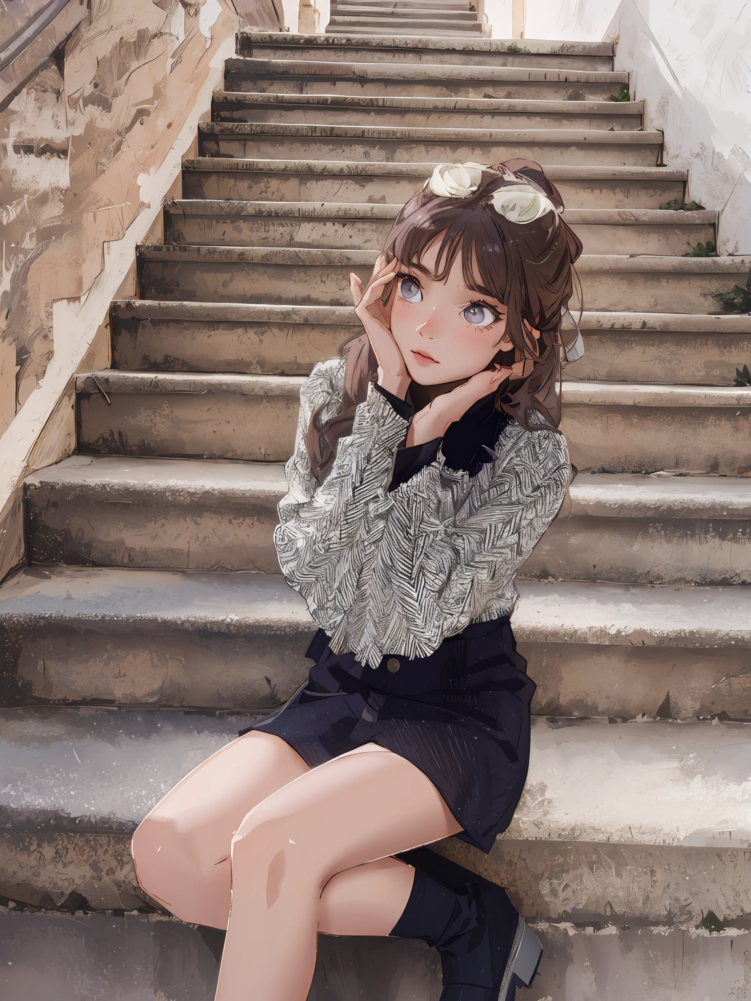 (best quality, masterpiece), highly detailed, 8k, (colorful), (bright colors), soft color, soft light, artstation sample, soft edges, young spirit, illustration, floral patterns, cinematic lighting,
lavender background, detailed background, natural background, flowery field in the background, sunlight, carefree, beautiful detailed eyes, dark eyes, beautiful face, black eyes, flowing hair