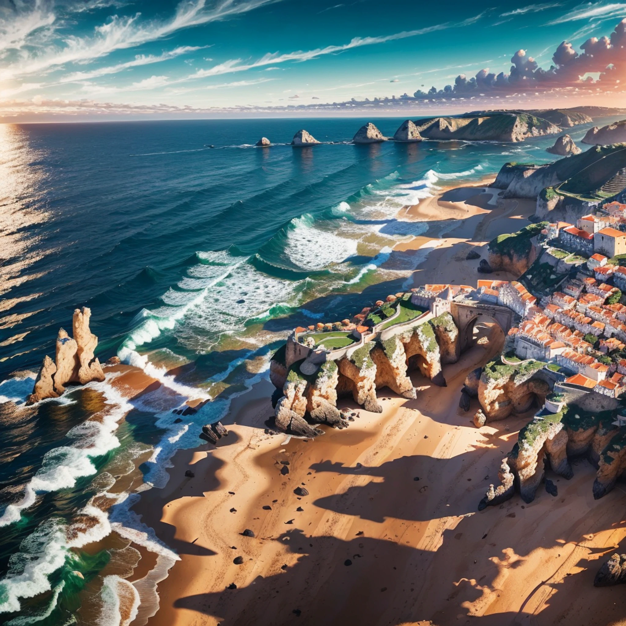 Extremely realistic, perfectly lit 8k shot of a Portuguese coastline --auto --s2