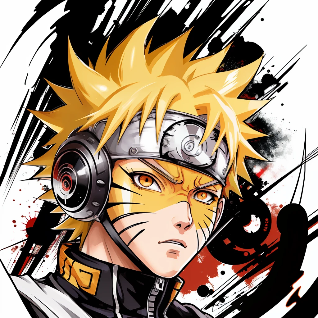 An anime character (Naruto Uzumaki), Design with 32k quality, inspired by T-shirt design, with Cartoon style, made by DSLR Camera, full framing, transparent background, white background, maximum quality, maximum detail.