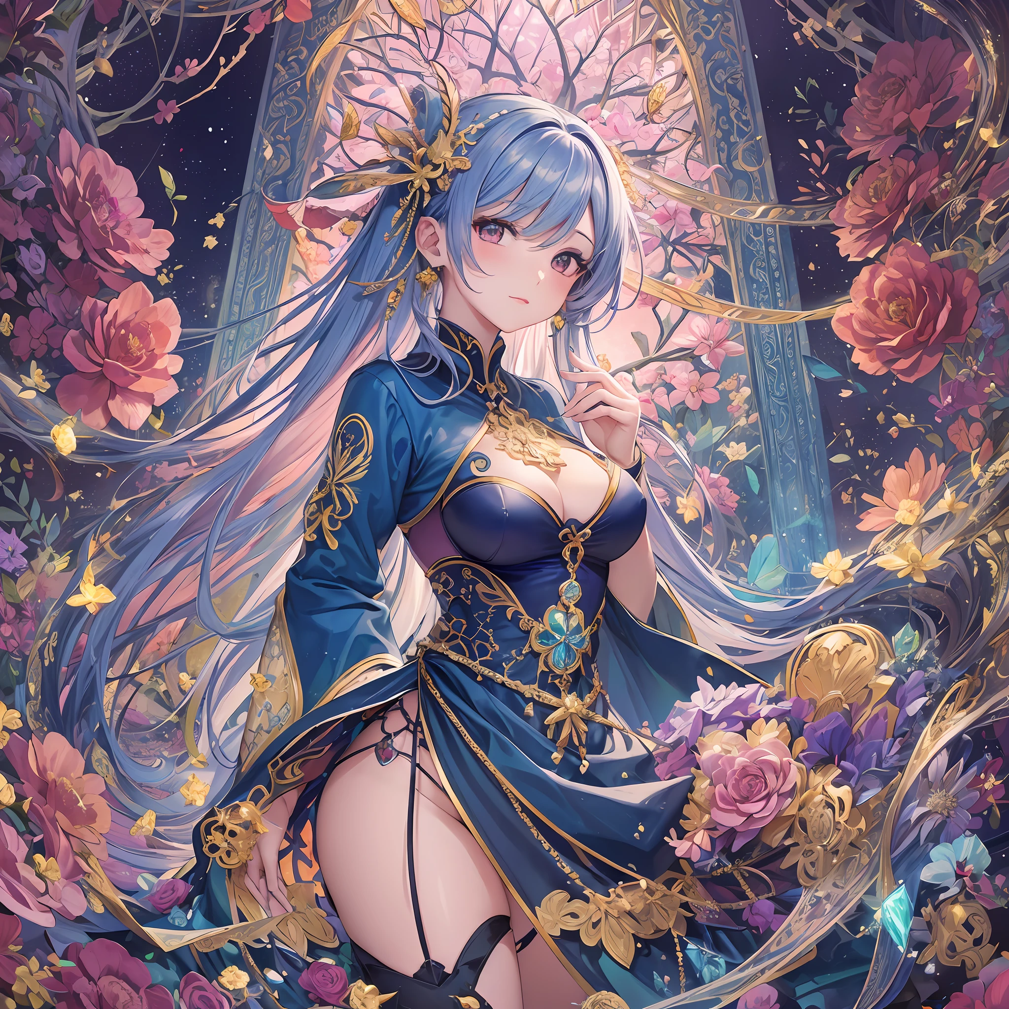 (Masterpiece), ((Best Quality)),(Official Art),(Beautiful Indulgence:1.2),(Dress),(1 Girl: 1.3), Hands on the buttocks,Beauty wearing a dress with a detailed and delicate design, sealed in a crystal, and Taiki growing up with a beautiful woman taking in the sealed crystal. It shines faintly in the light of the midnight moon. Detailed drawing. Bright colors. Colorful, highest detail ((ultra detail)),(highly detailed 2D illustration),((very delicate and beautiful)))super detail, wakame, wakame, wakame, wakame, wakame, wakame, wakame, wakame, wakame, wakame, wakame, wakame, wakame, wakame, wakame