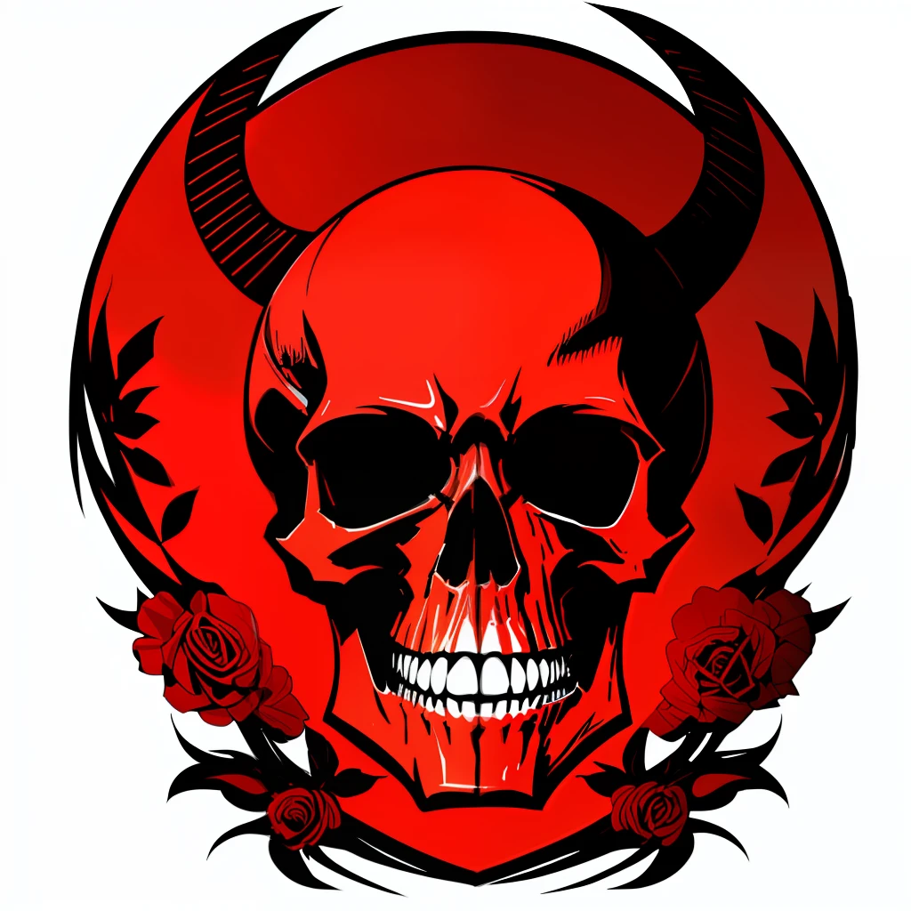 A skull, red skull, Design with 32k quality, inspired by T-shirt design, with Gothic style, made by DSLR Camera, full framing, transparent background, white background, maximum quality, maximum detail.