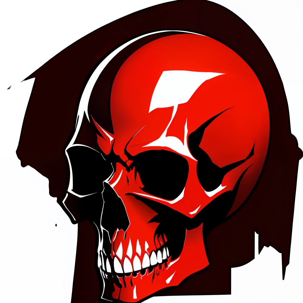 A skull, red skull, Design with 32k quality, inspired by T-shirt design, with Gothic style, made by DSLR Camera, full framing, transparent background, white background, maximum quality, maximum detail.
