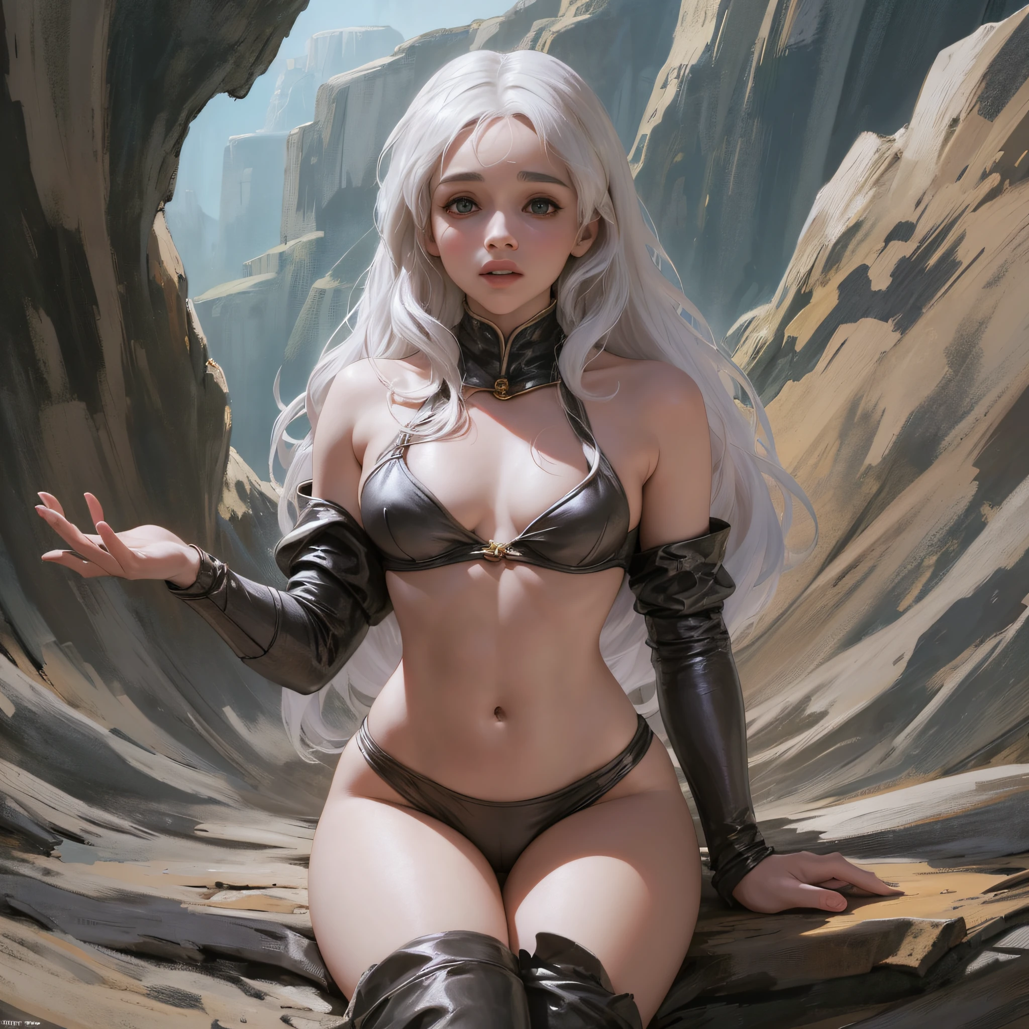danielle targaryen, Emilia Clarke, from the television series Games of Thrones, film, in very small sexy clothes, showing outline of, nude --auto --s2