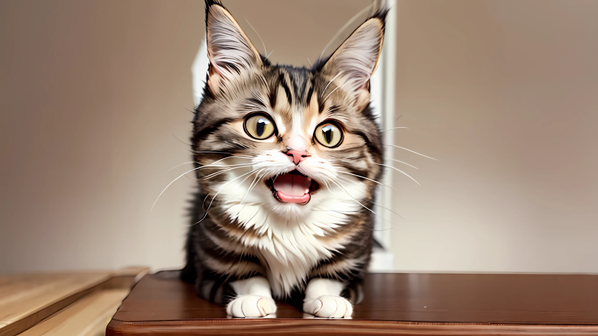 there is a cat that is sitting on a table with its mouth open, meow, a cat, twitch emote, derp, elokitty, meme, smol, neko, he is screaming, reddit meme, lol, on clear background, cat photo, !!! cat!!!, meme template, r/aww, wry smirk, telegram sticker, !!!! cat!!!!