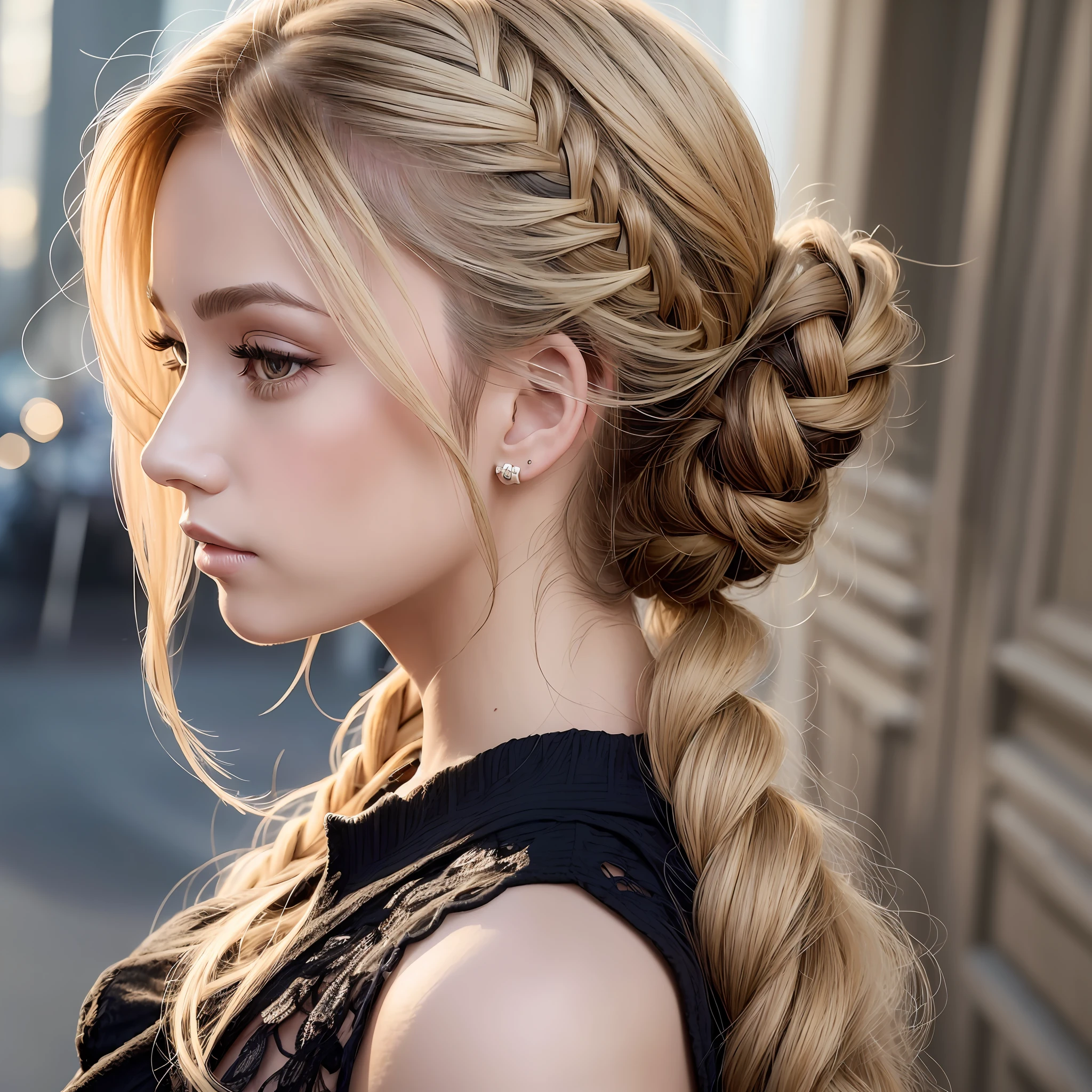 one woman at a time, in profile, without showing the face, and also options of the back of the hair, with a braided updo and an updo braid, hairstyle, combed hair, traditional and modern female hairstyles, with the same hairstyle and with other different, always braided hairstyle, female hairstyles, pinterest hair image, braided hairstyle, updo, hairstyle in blonde and straight hair, curly and black hair, straight black hair, elegant hair, hair bun, french braided hairstyle, braided hair, french braids, elegant fancy style braids, great _ hairstyle, hair styles --auto --s2